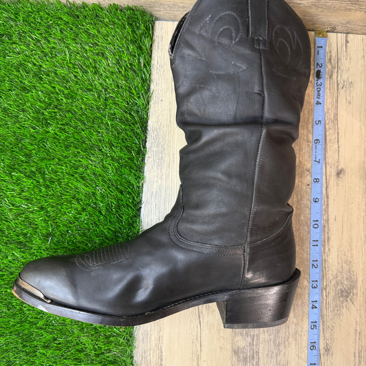 Durango Men - Size 10EE - Black Leather Slouch Western Cowboy Boots RD540