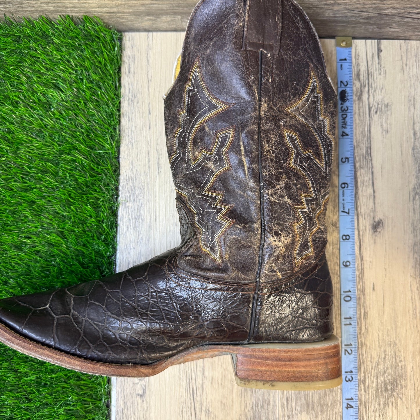 Old Corral Men - Size 7.5 - Dark Brown Exotic Print Square Toe Cowboy Boots
