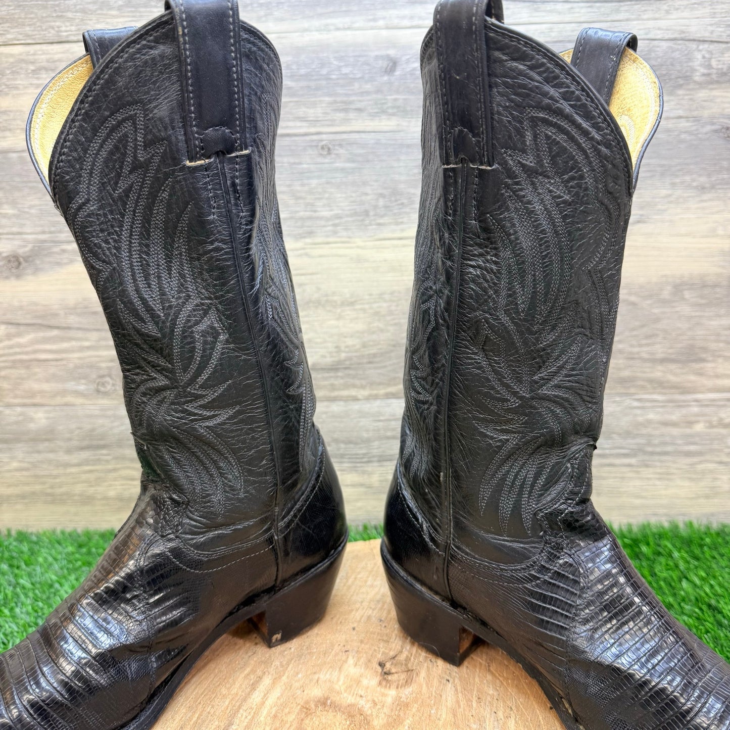 Justin Women - Size 5.5B - Vintage Black Lizard Western Cowboy Boots L4705