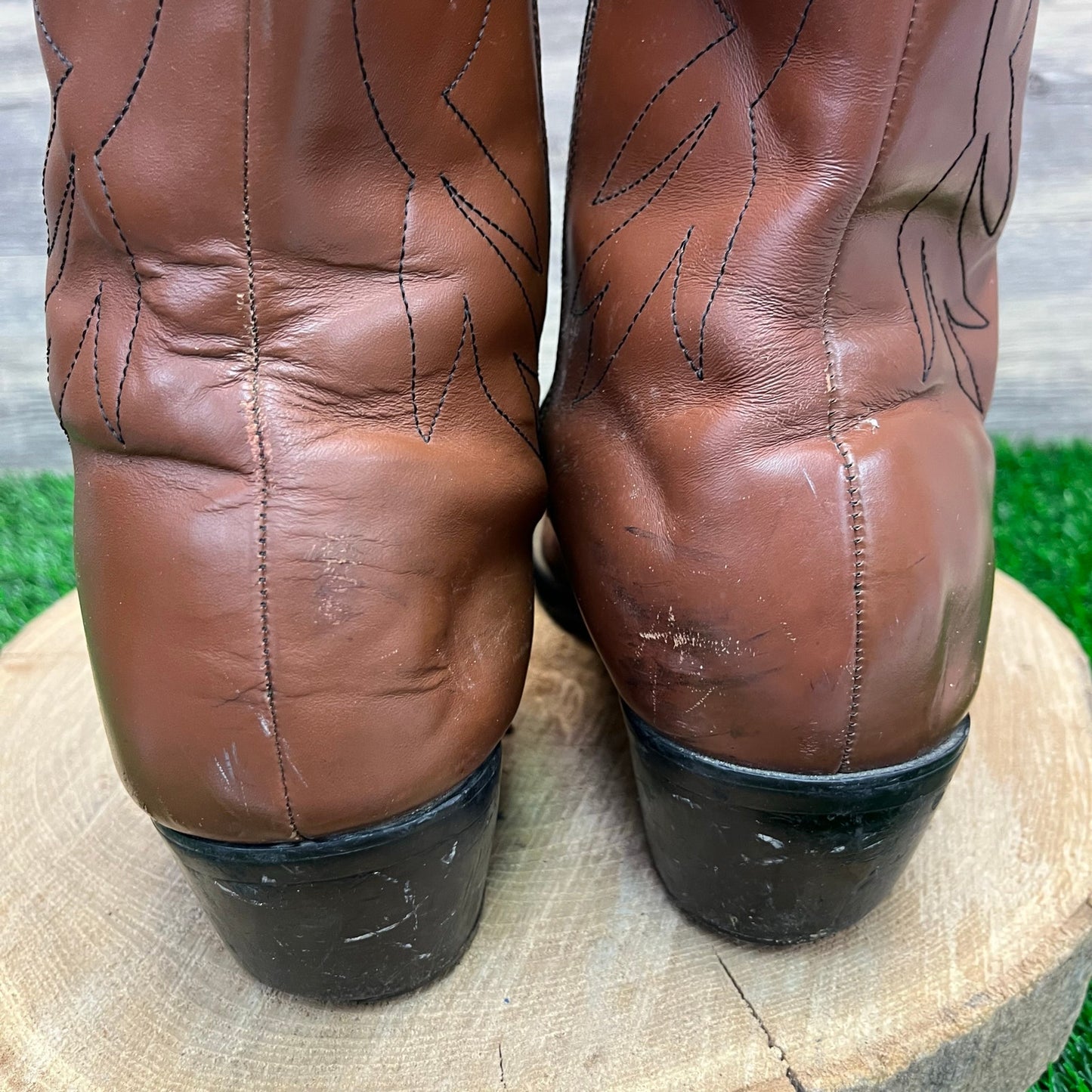 Ponderosa Men - Size 11W - Brown Faux Leather Ankle Zipper Boots