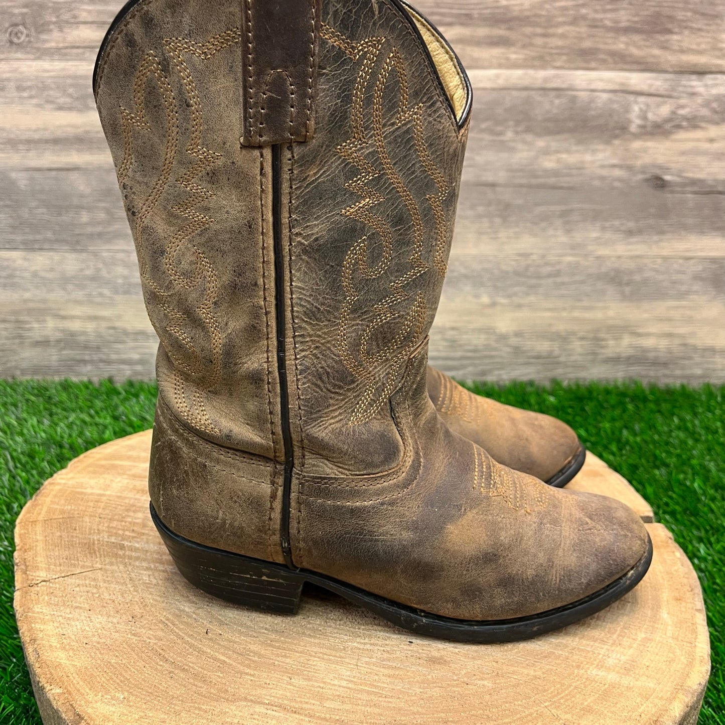 Smoky Mountain Youth - Size 2R - Tan Cowboy Boots Style 3034C