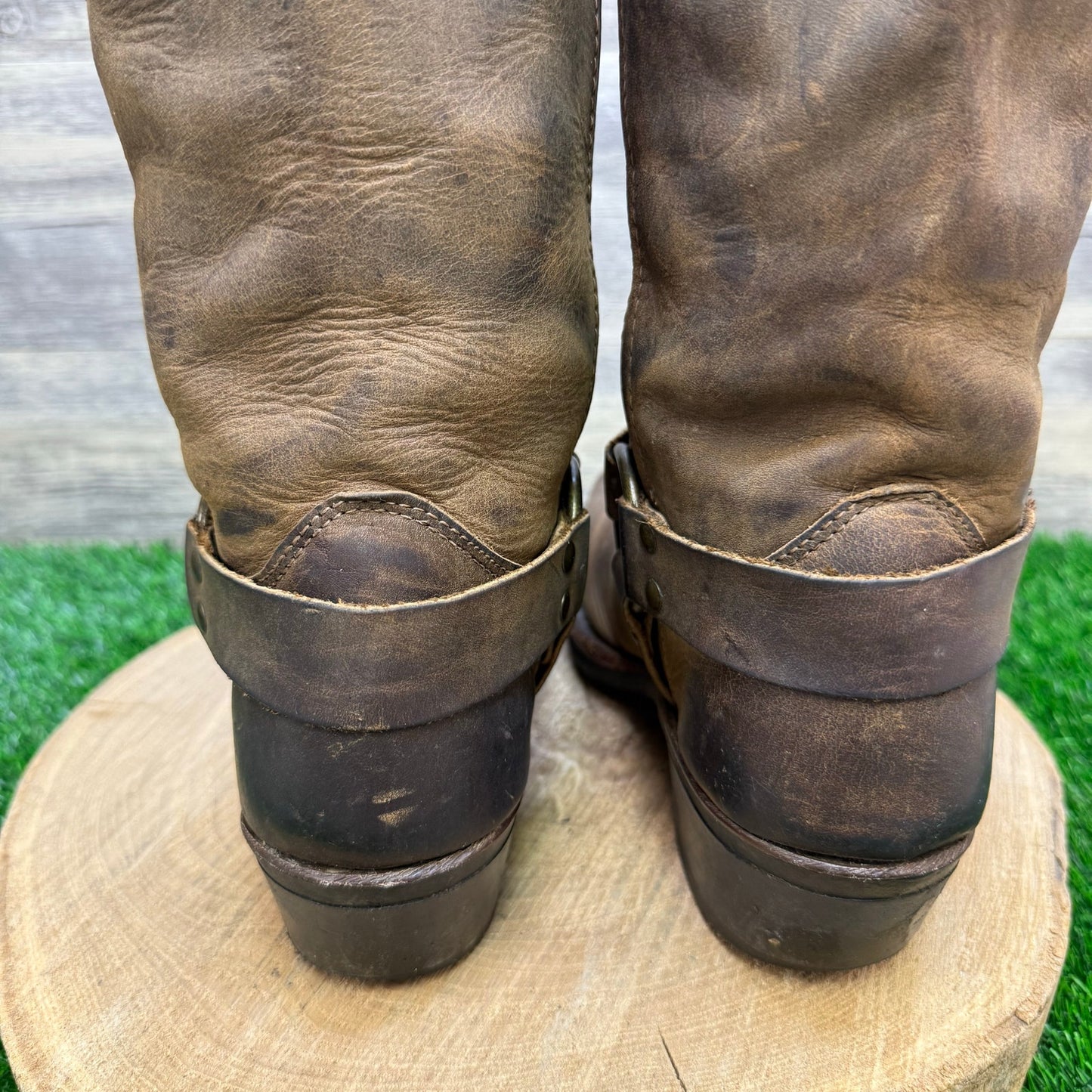 Frye Women - Size 10M - Brown Harness Square Toe Moto Boots Style 77300-3
