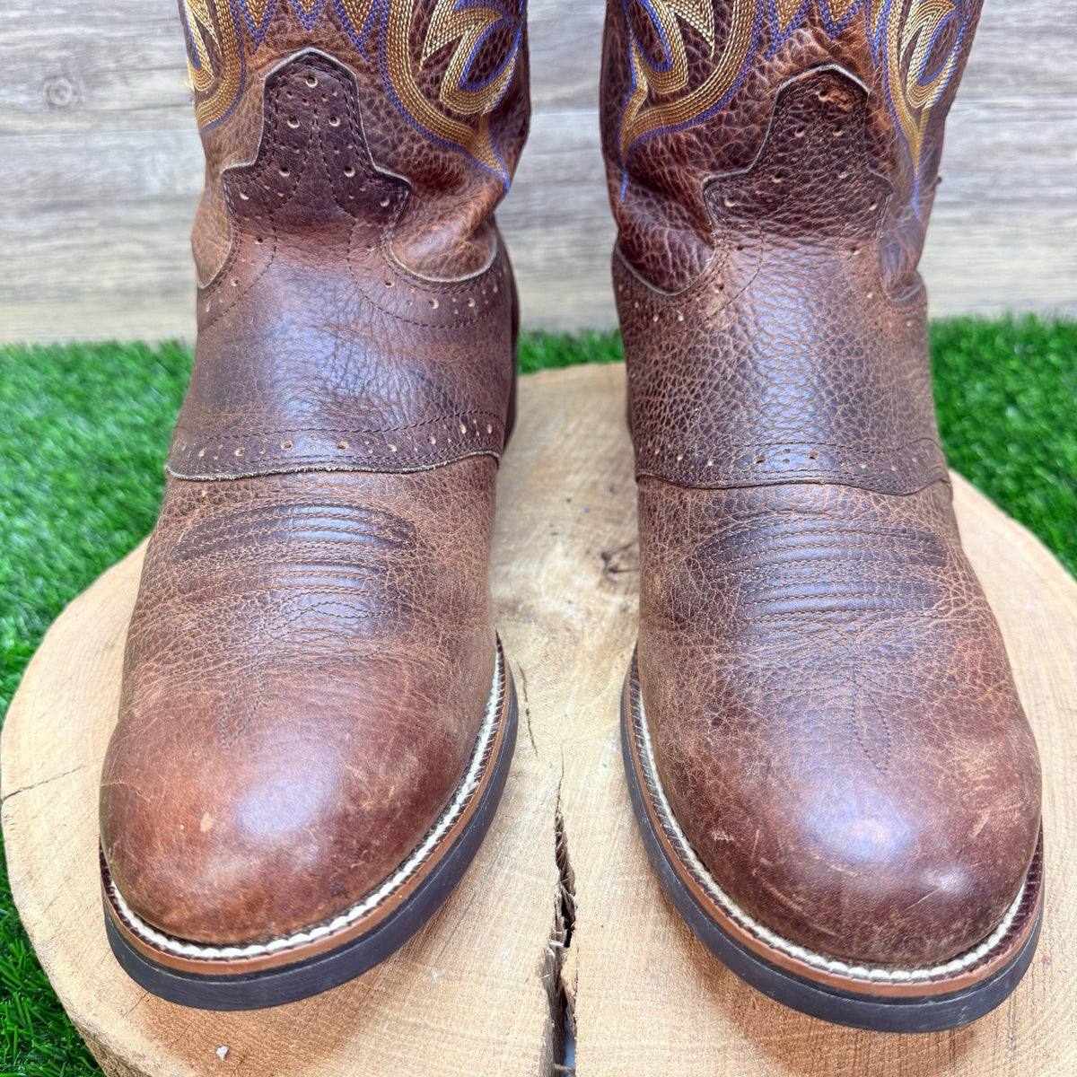 Justin Men - Size 10.5D - Brown Stampede Western Cowboy Boots 7200