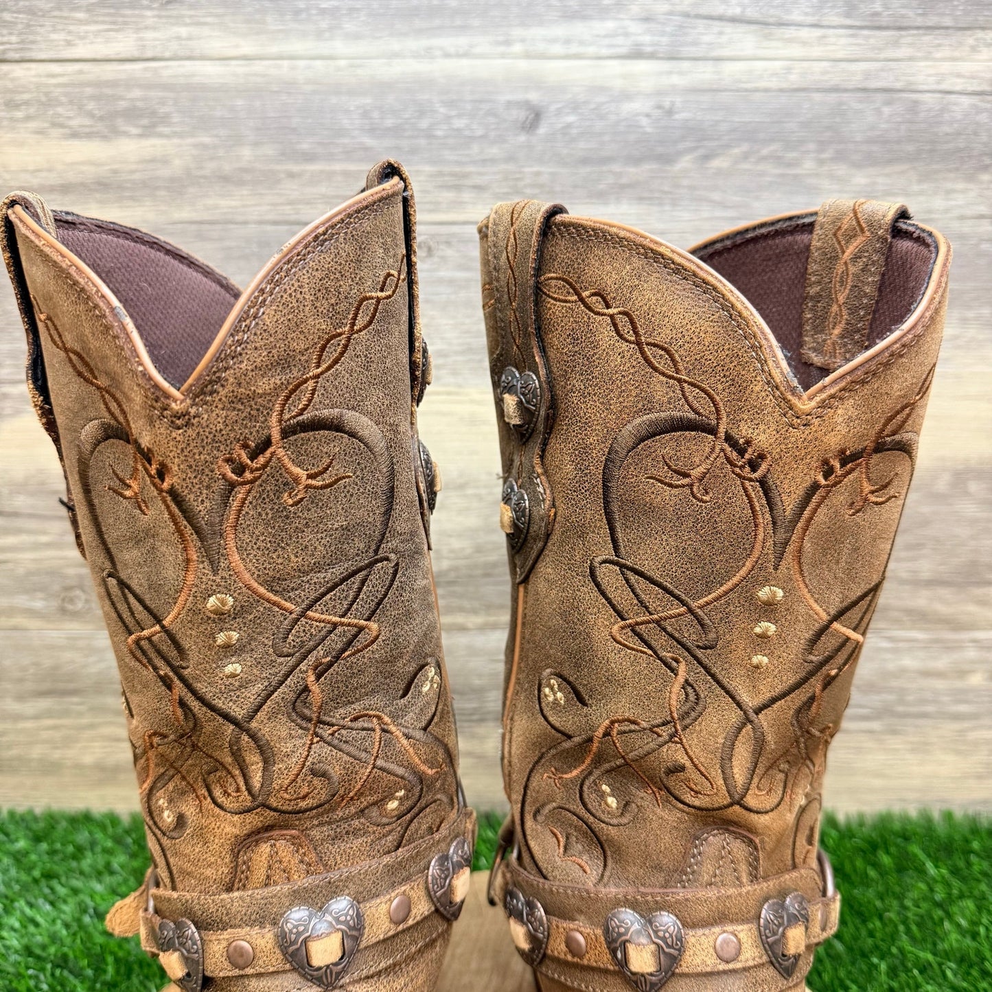 Durango Women - Size 10M - Brown Concho Snip Toe Crush Cowboy Boots RD4155