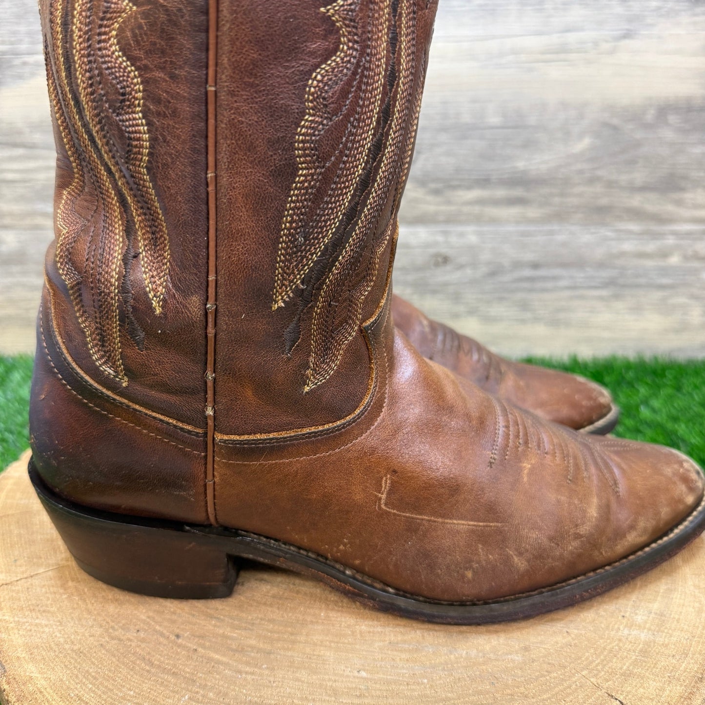 Justin Men - Size 8.5EE - Tan Western Cowboy Boots Style 2421