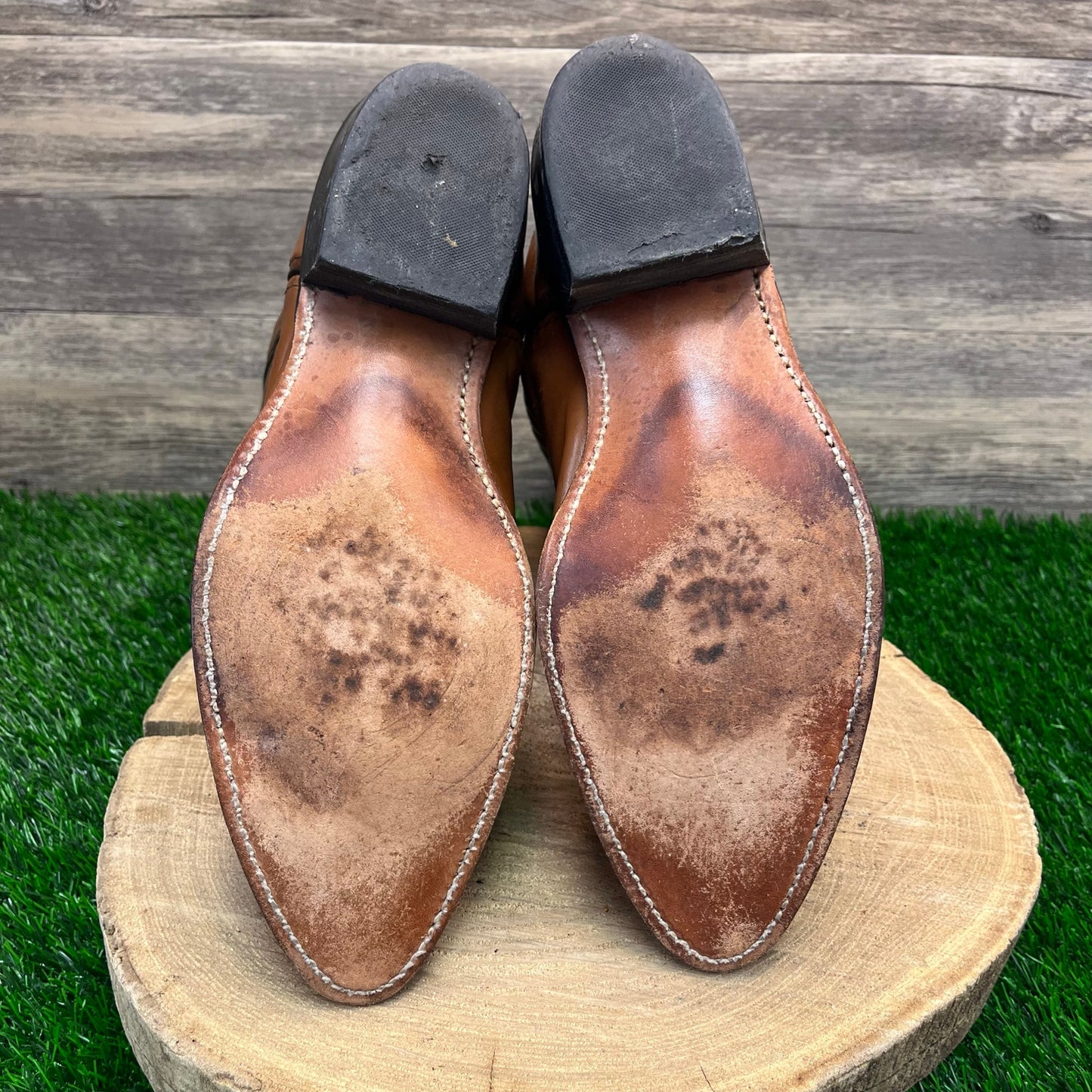 Acme Men - Size 10.5D - Vintage Cognac Faux Leather Cowboy Boots Style 604