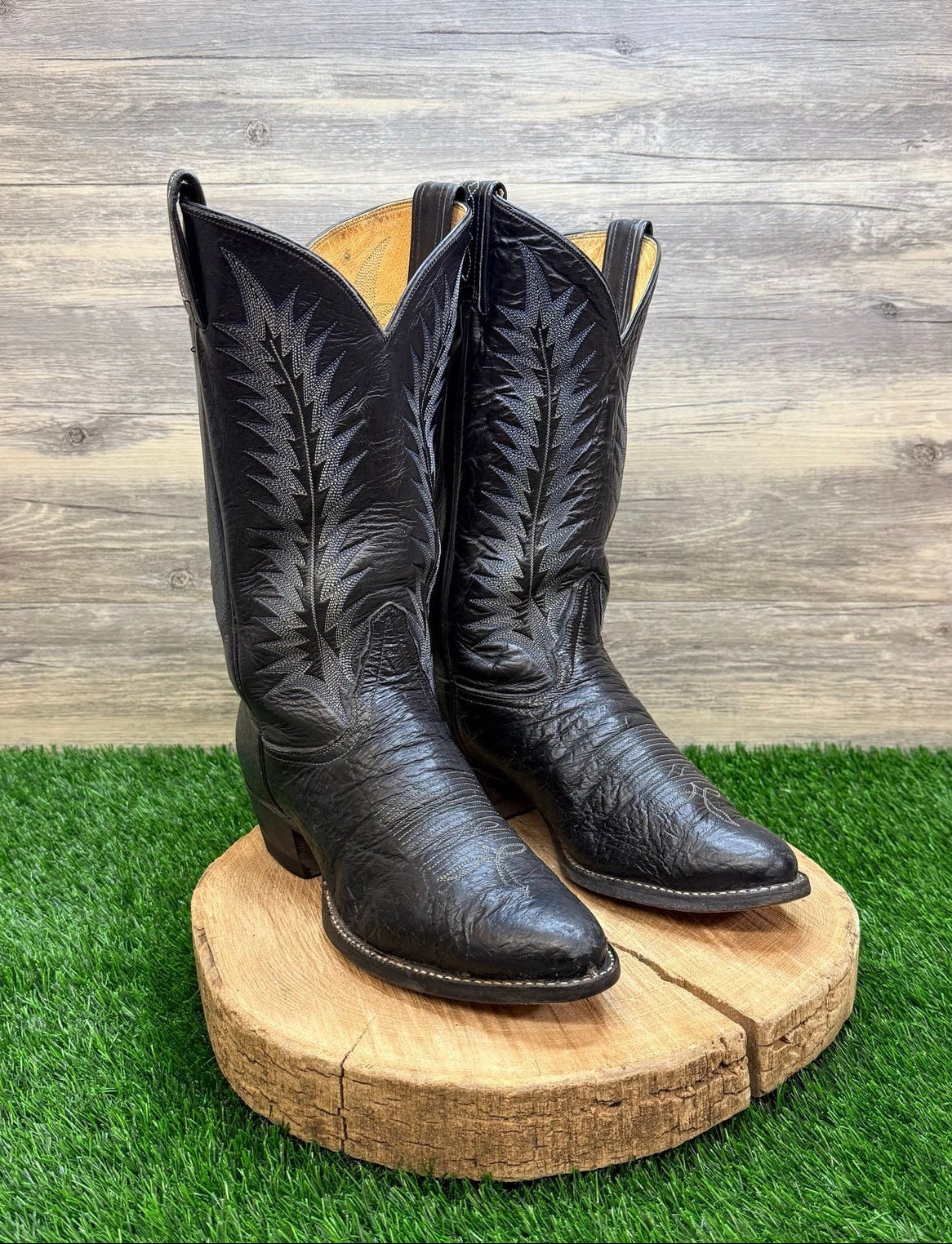 Tony Lama Men - Size 10D - Vintage Black Preban Elephant Skin Cowboy Boots 8612