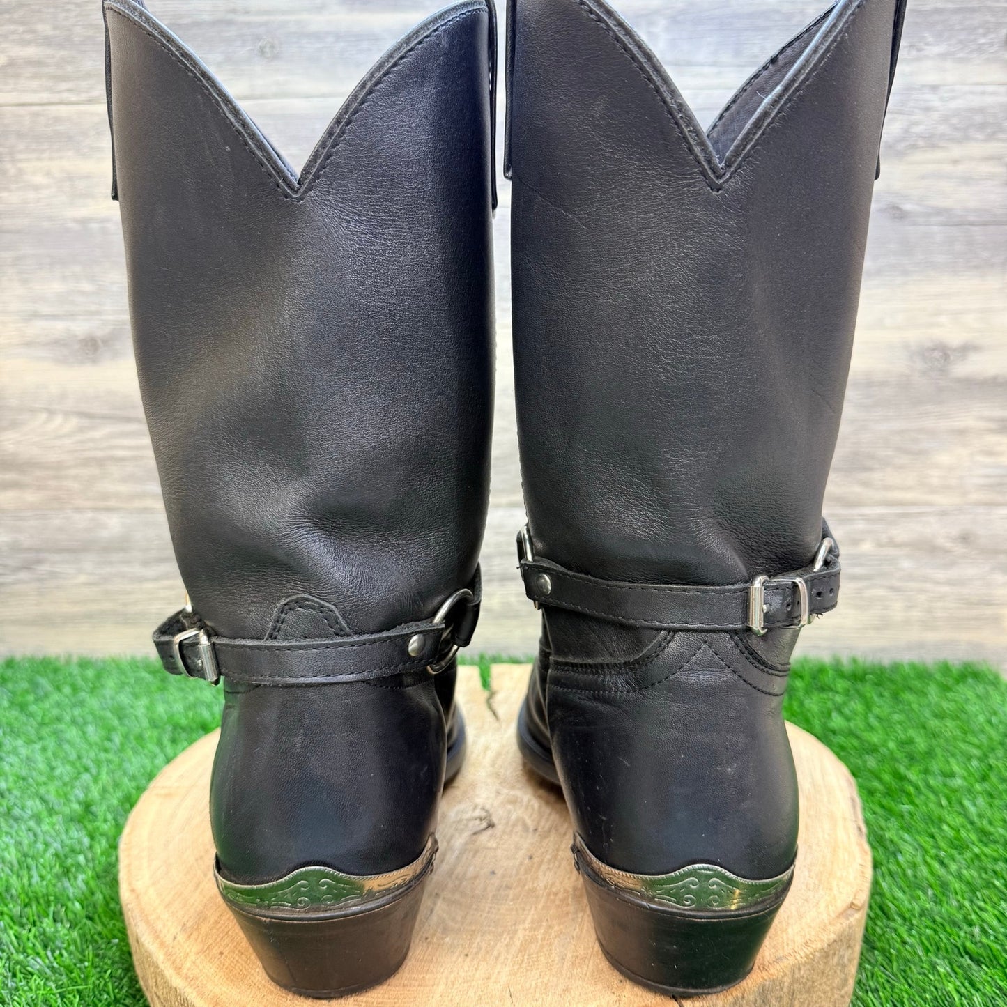 Masterson Men - Size 10.5EW - Black Harness Toe Plate Cowboy Boots RB919