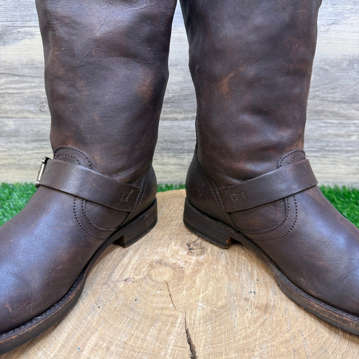 Frye Women Size 9B - Chocolate Brown Veronic Harness Moto Boots Style 77609