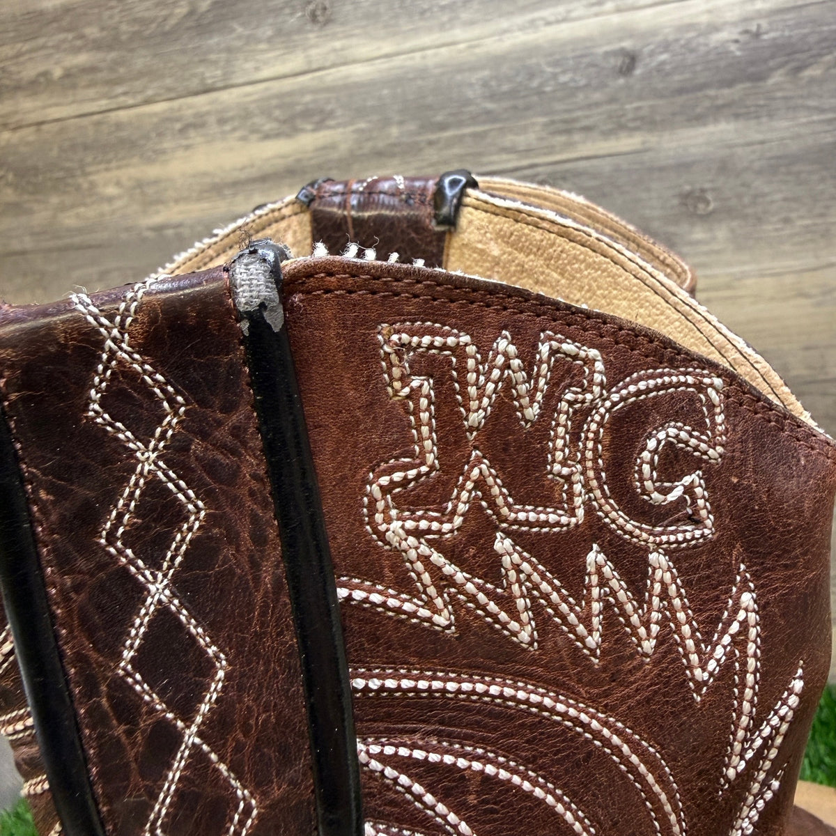 Unknown Men - Size 10.5 - Brown Leather Handmade Snip Toe Cowboy Boots WC