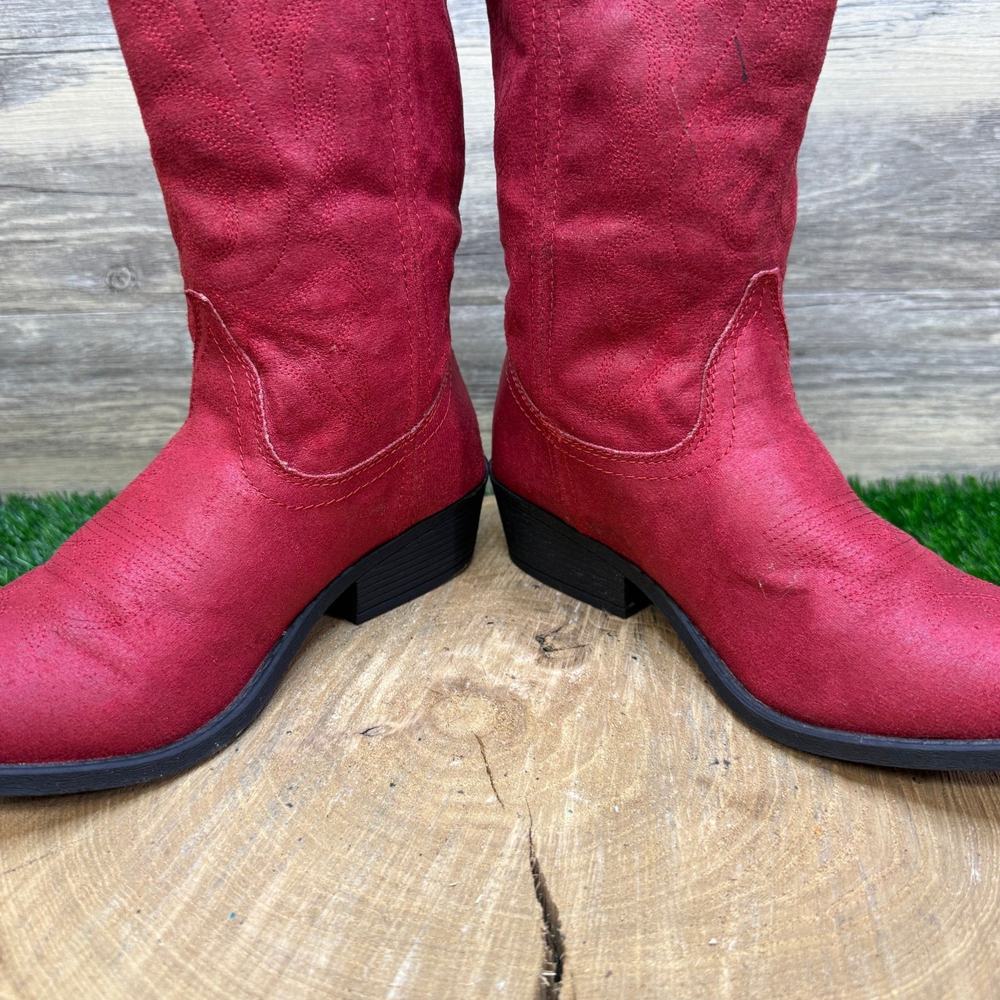 Rampage Women - Size 8M - Red Faux Suede Western Cowboy Boots Style Walden