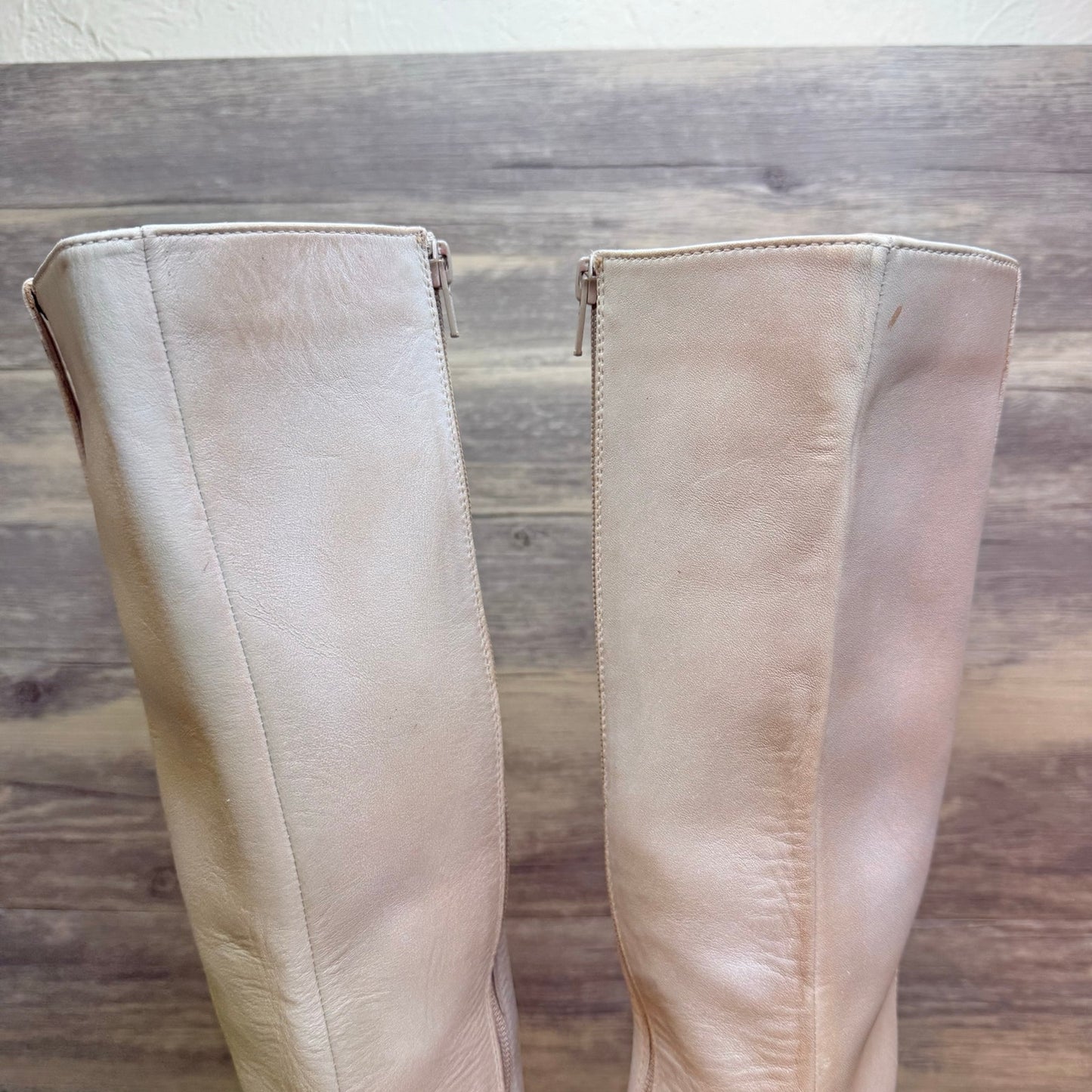 Diba True Women - Size 8M - Iridescent Cream Tall Zipper Boots Fig Garden