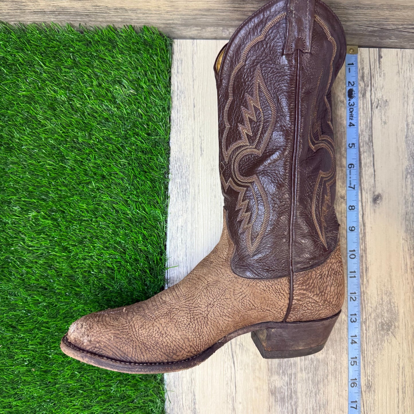 Tony Lama Men - Size 9D - Brown Inca Goat Cowboy Boots Style 6256