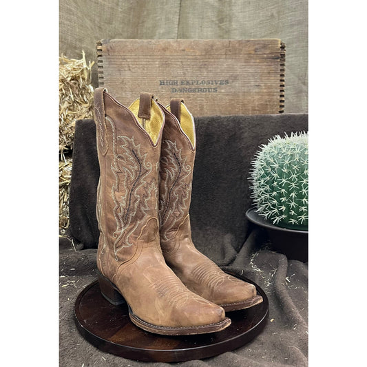 Nocona Women - Size 6.5B - Tan Snip Toe Cowboy Boots Style 5015