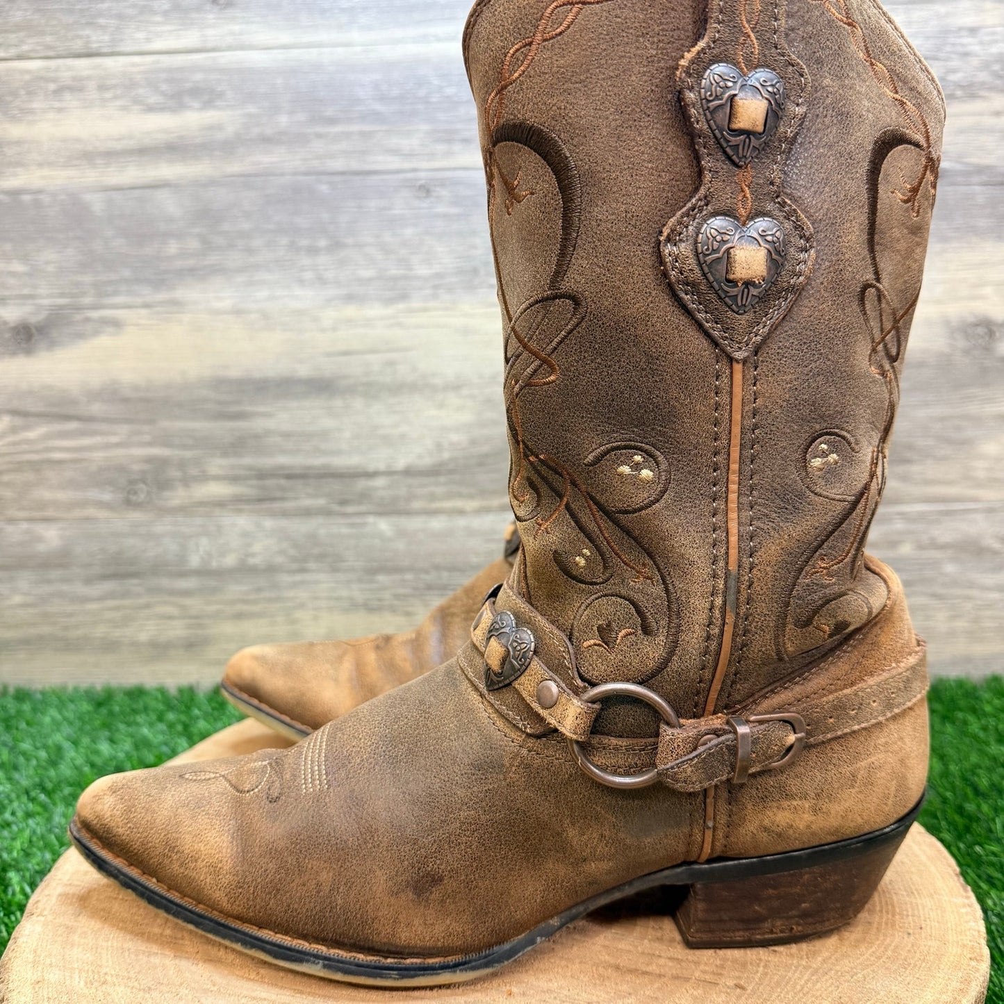 Durango Women - Size 10M - Brown Concho Snip Toe Crush Cowboy Boots RD4155