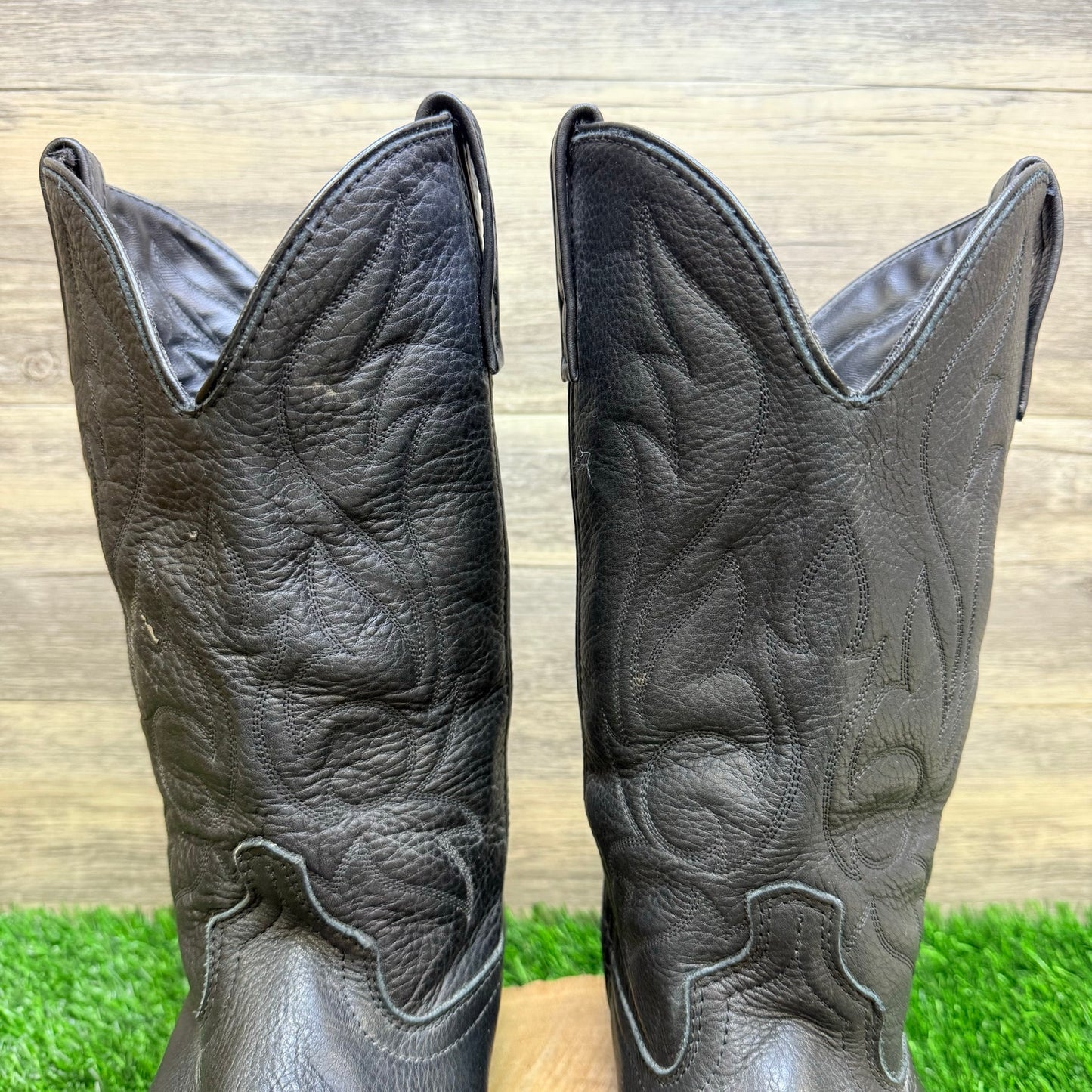 Masterson Men - Size 13D - Black Cowboy Boots with Metal Tips RB885