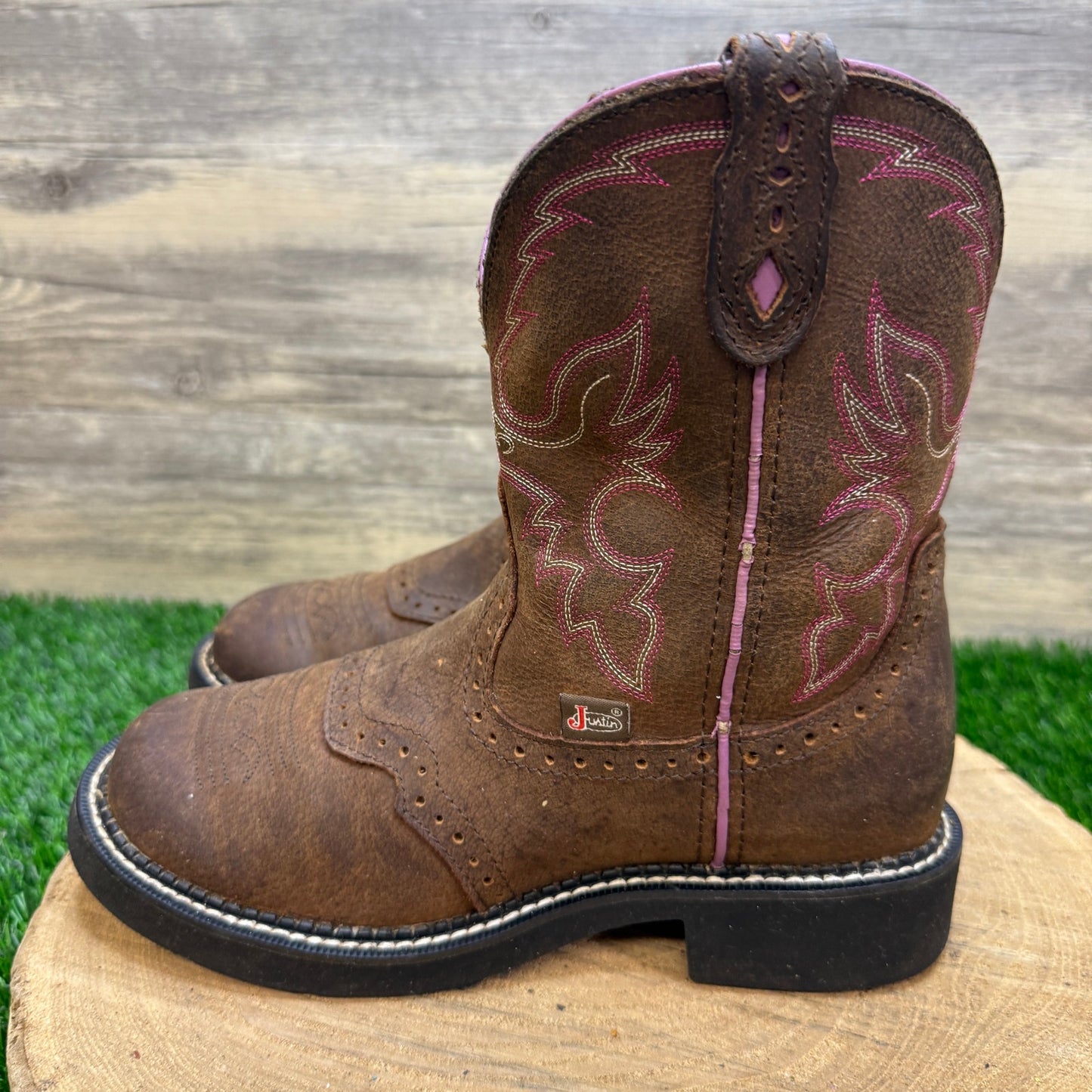 Justin Gypsy Women - Size 7.5B - Brown/Pink Cowboy Boots Style L9903