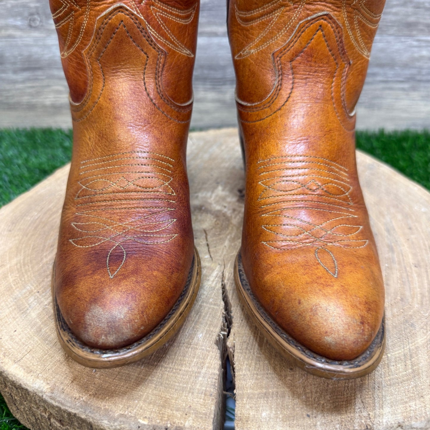 Texas Women - Size 5 - Vintage Marbled Tan Western Cowboy Boots