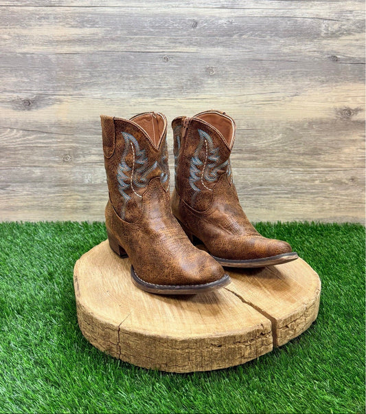 Roper Women - Size 7.5 - Distressed Brown Ankle Faux Zipper Boots