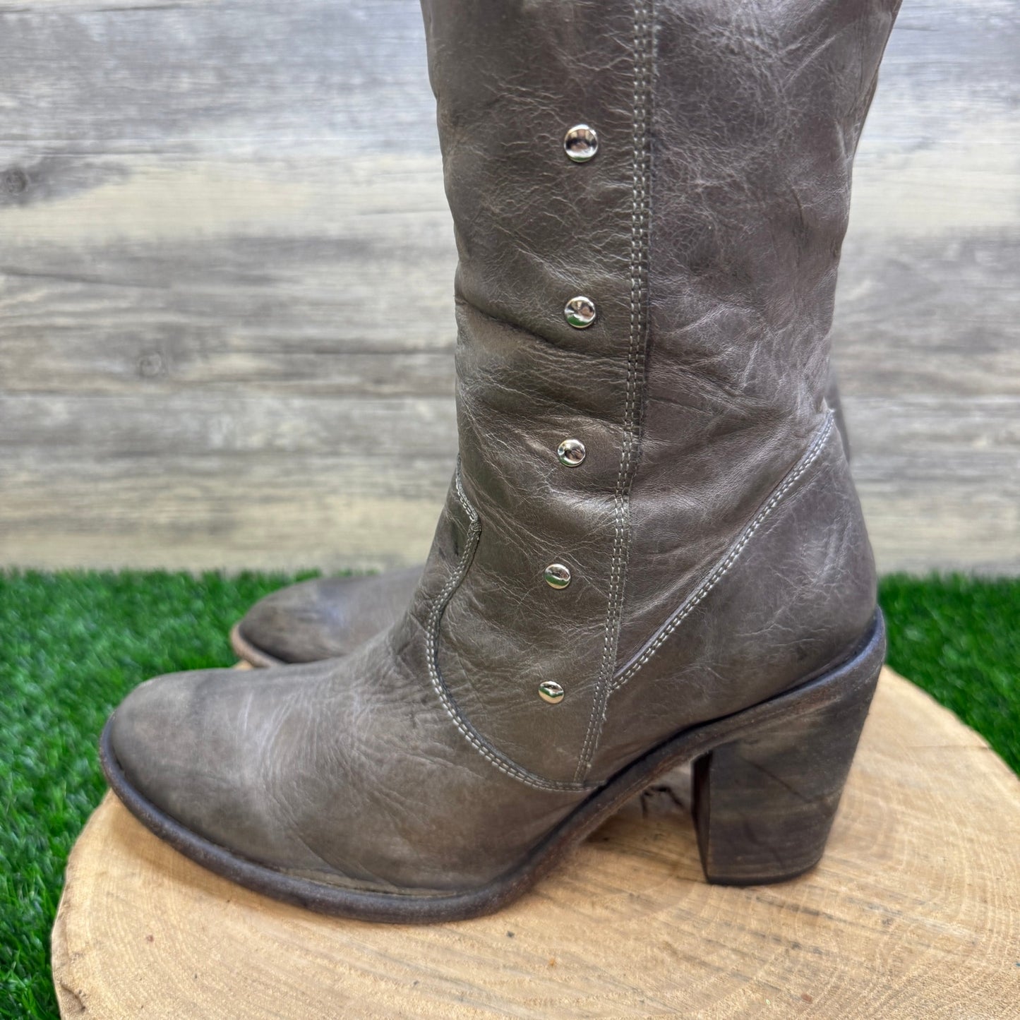 Miz Mooz Women - Size 8.5 - Gray Studded Tall Boots Style 17107