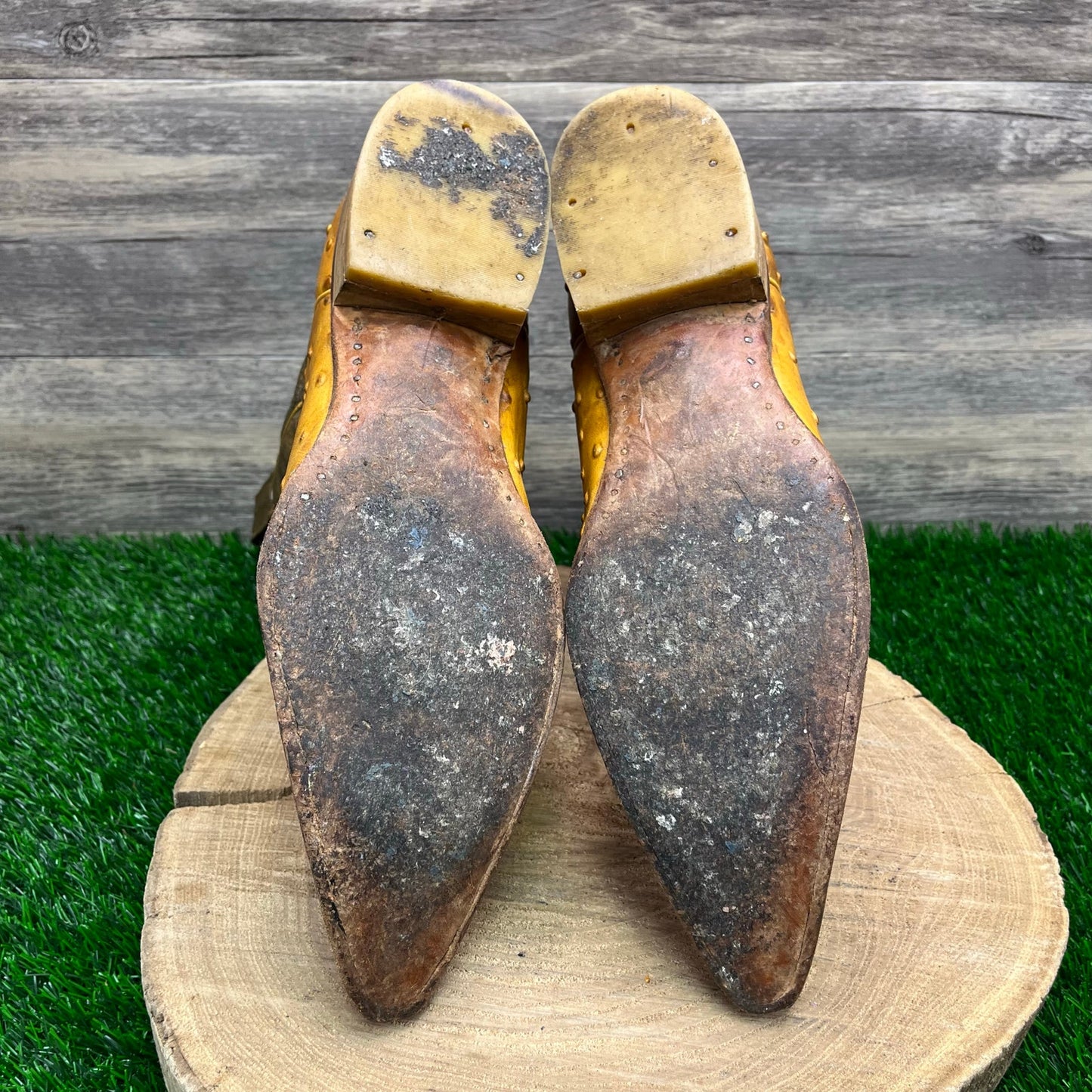 Gran Lider Men - Size 10 - Tan Faux Ostrich Cowboy Boots