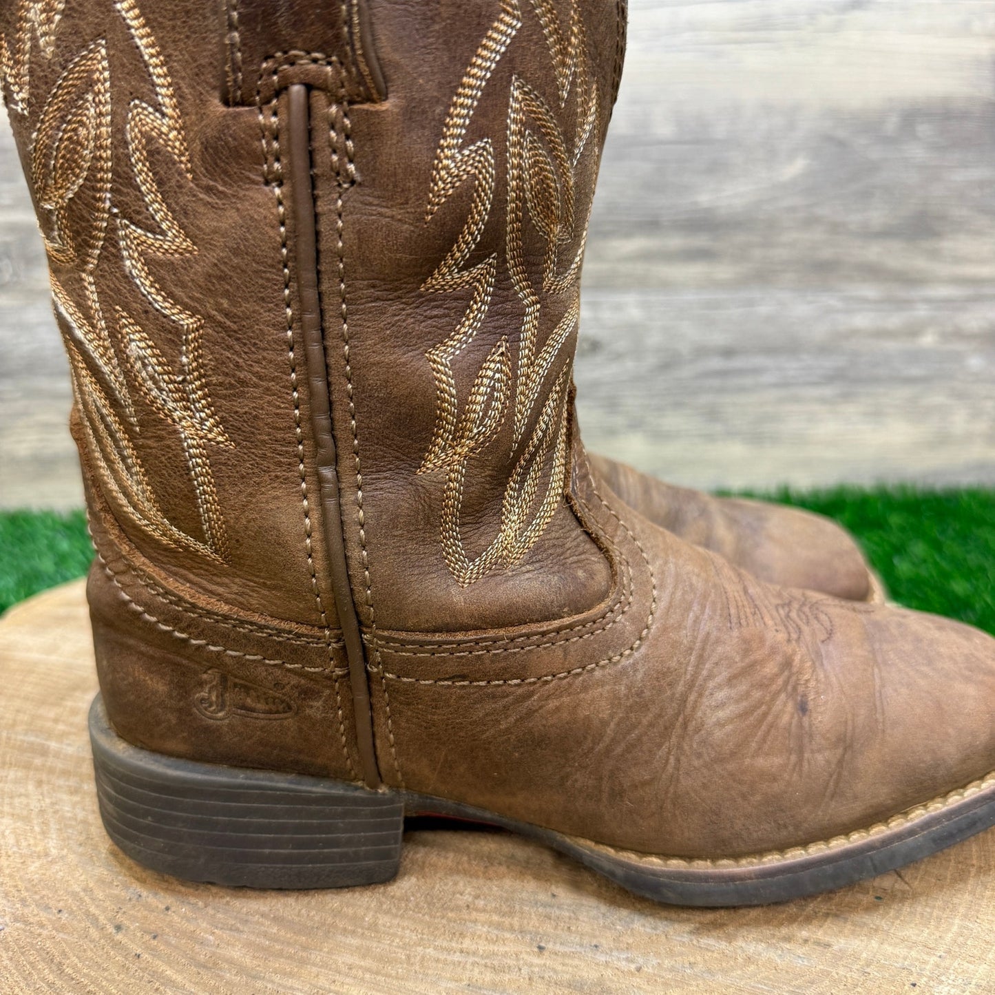 Justin Youth - Size 2D - Brown Square Toe Cowboy Boots Style JK7510