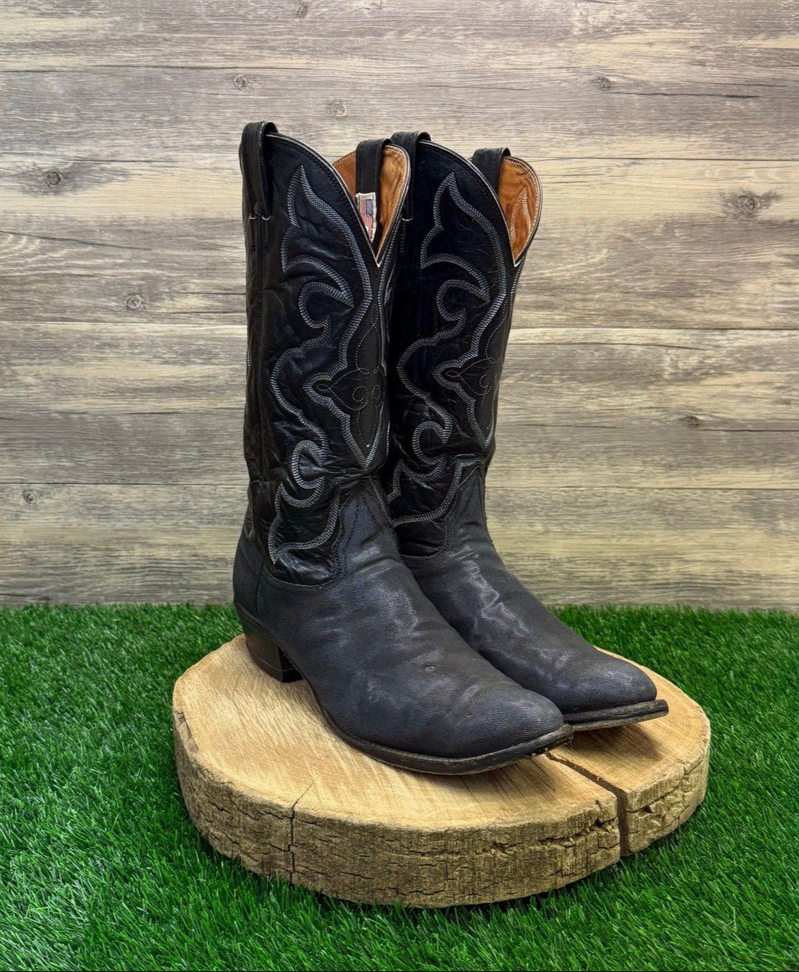 Nocona Men - Size 12B - Vintage Black Exotic Skin Cowboy Boots Style 2501 37 403