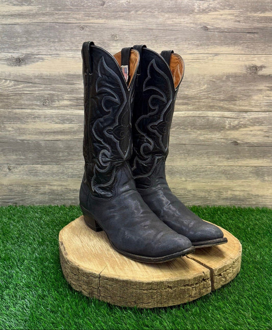 Nocona Men - Size 12B - Vintage Black Exotic Skin Cowboy Boots Style 2501 37 403