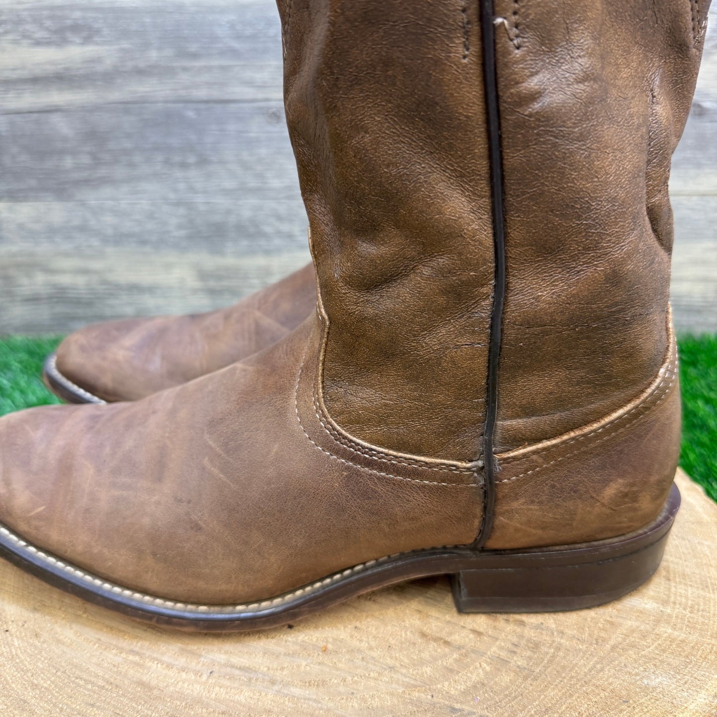 Laredo Men - Size 9.5D - Vintage Marbled Tan Roper Cowboy Boots Style 7923
