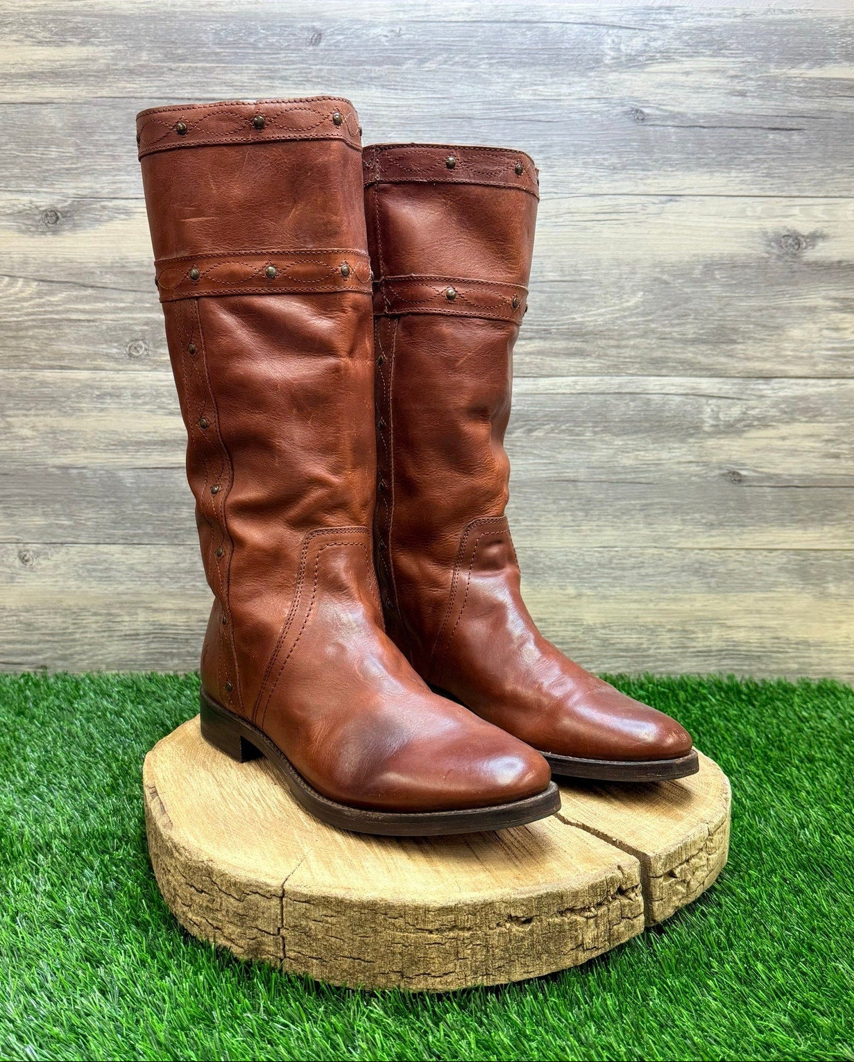 Frye Women - Size 9B - Brown Tall Studded Boots 77901