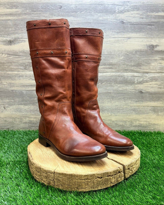 Frye Women - Size 9B - Brown Tall Studded Boots 77901