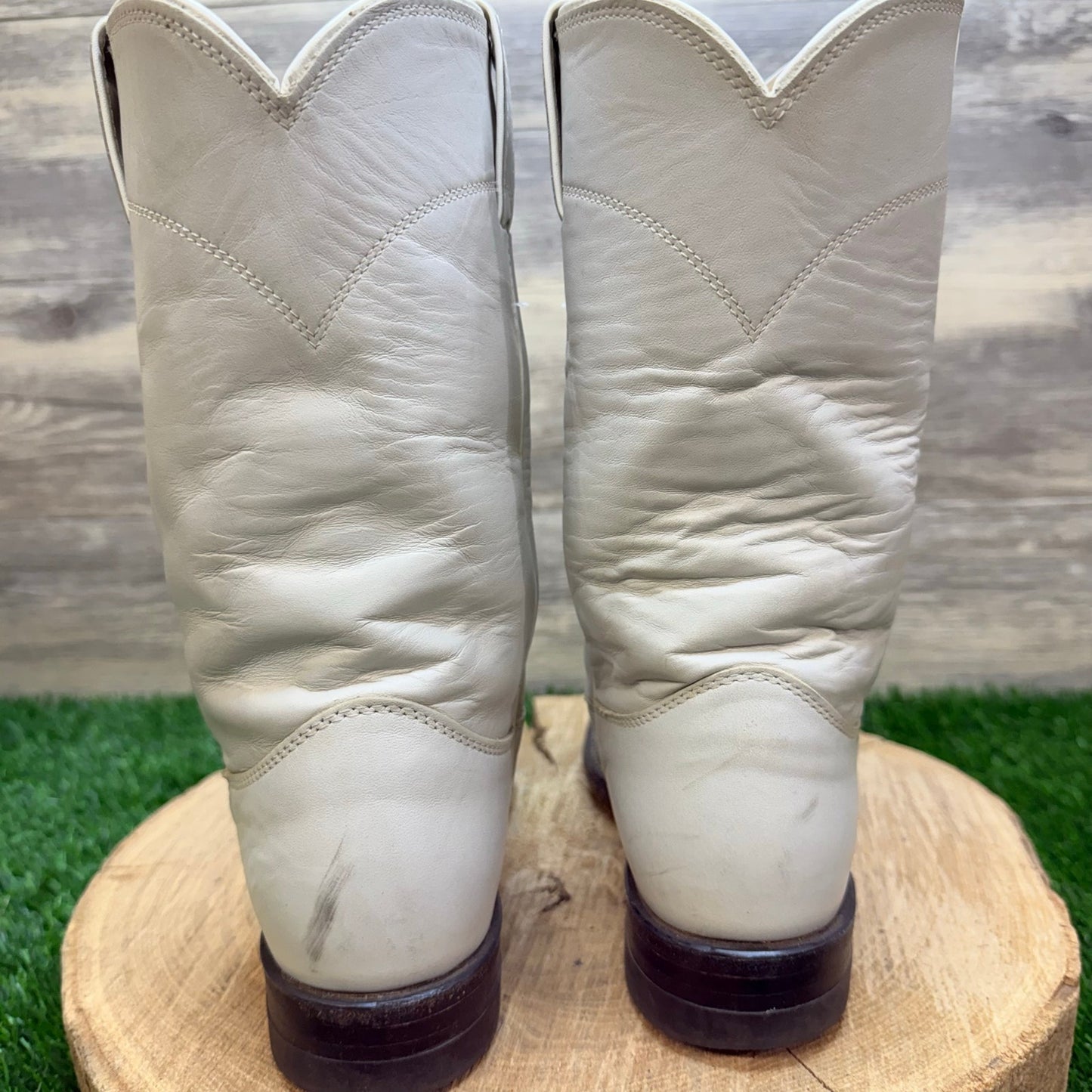 Justin Women - Size 6.5C - Vintage Beige Roper Western Cowboy Boots Style L3713