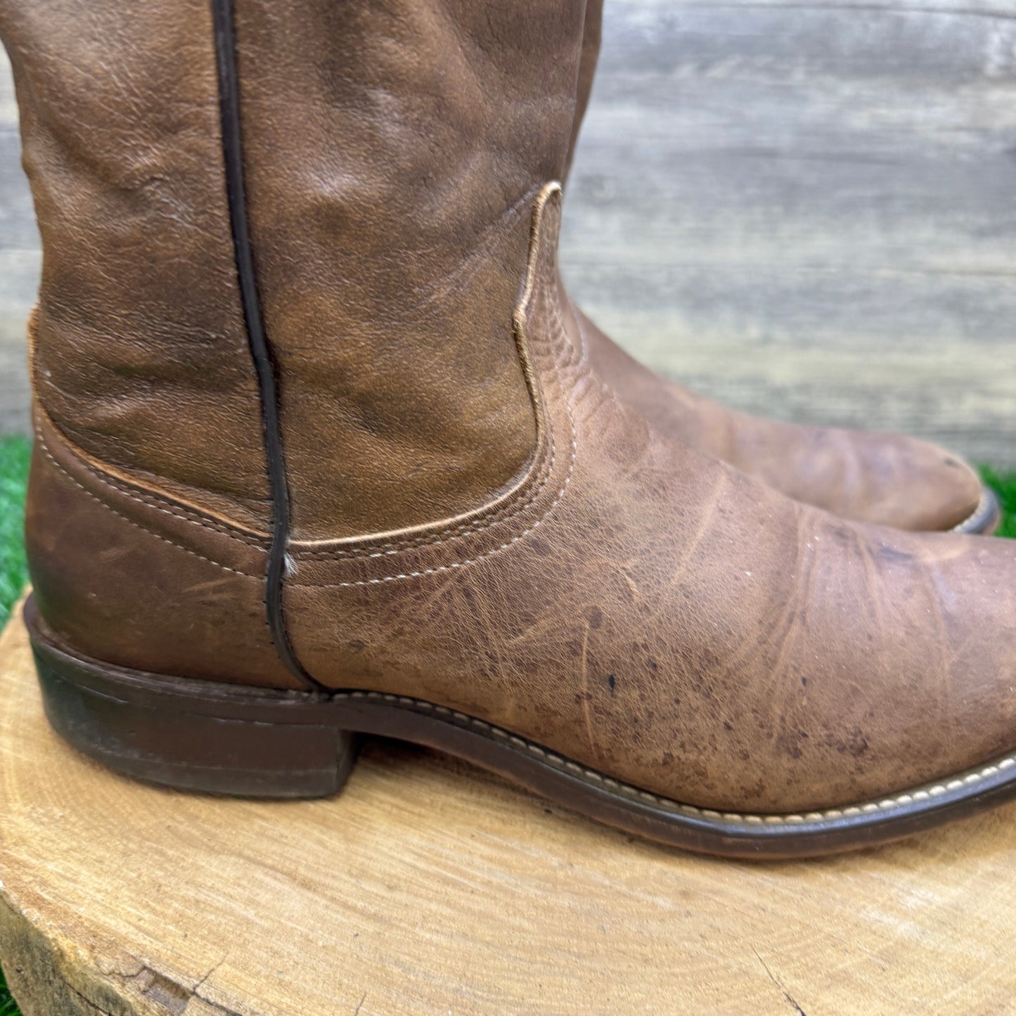 Laredo Men - Size 9.5D - Vintage Marbled Tan Roper Cowboy Boots Style 7923
