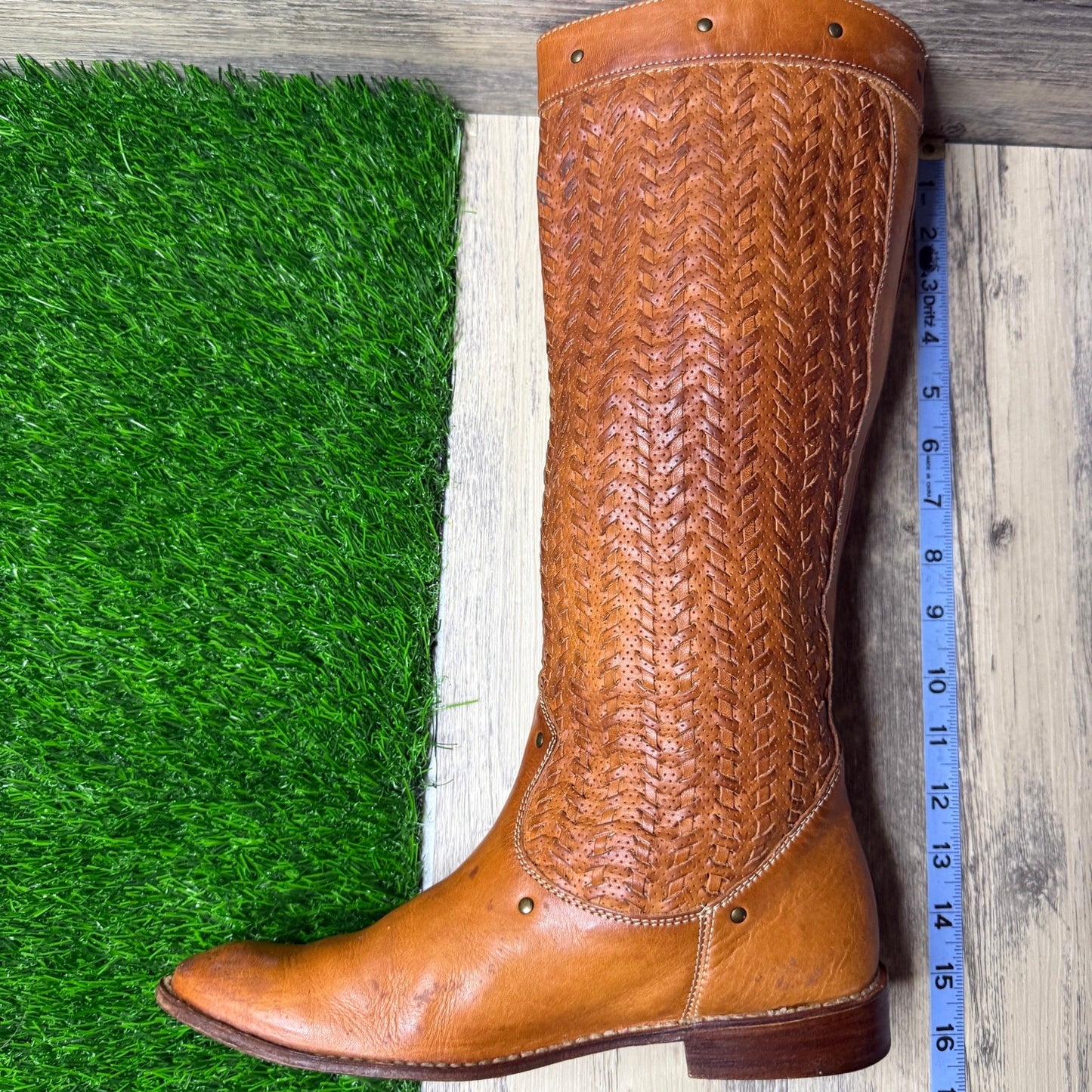 Frye Women - Size 7.5B - Carmel Weave Riding Boots Style 77970