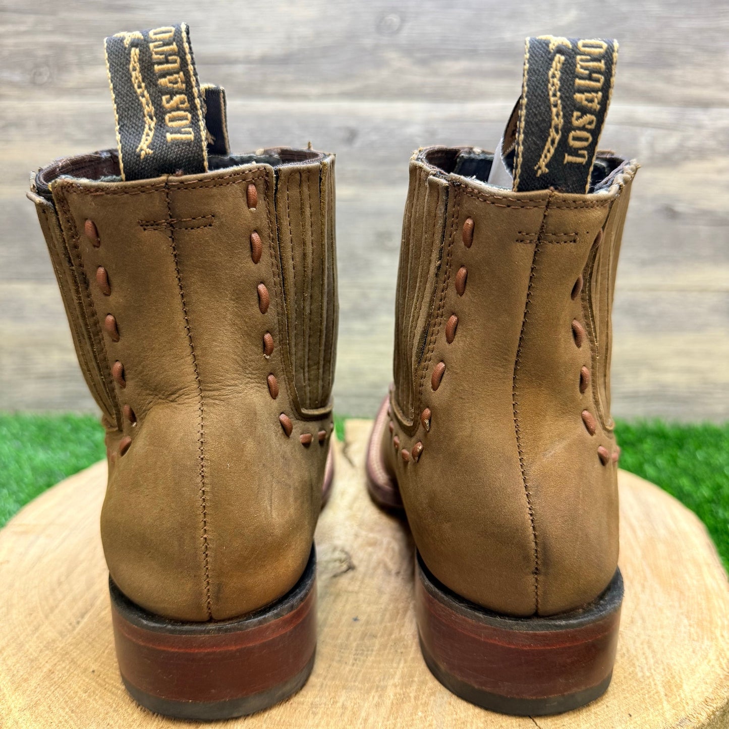 Los Altos Women - Size 8 - Tan Soft Leather Square Toe Ankle Boots 7285