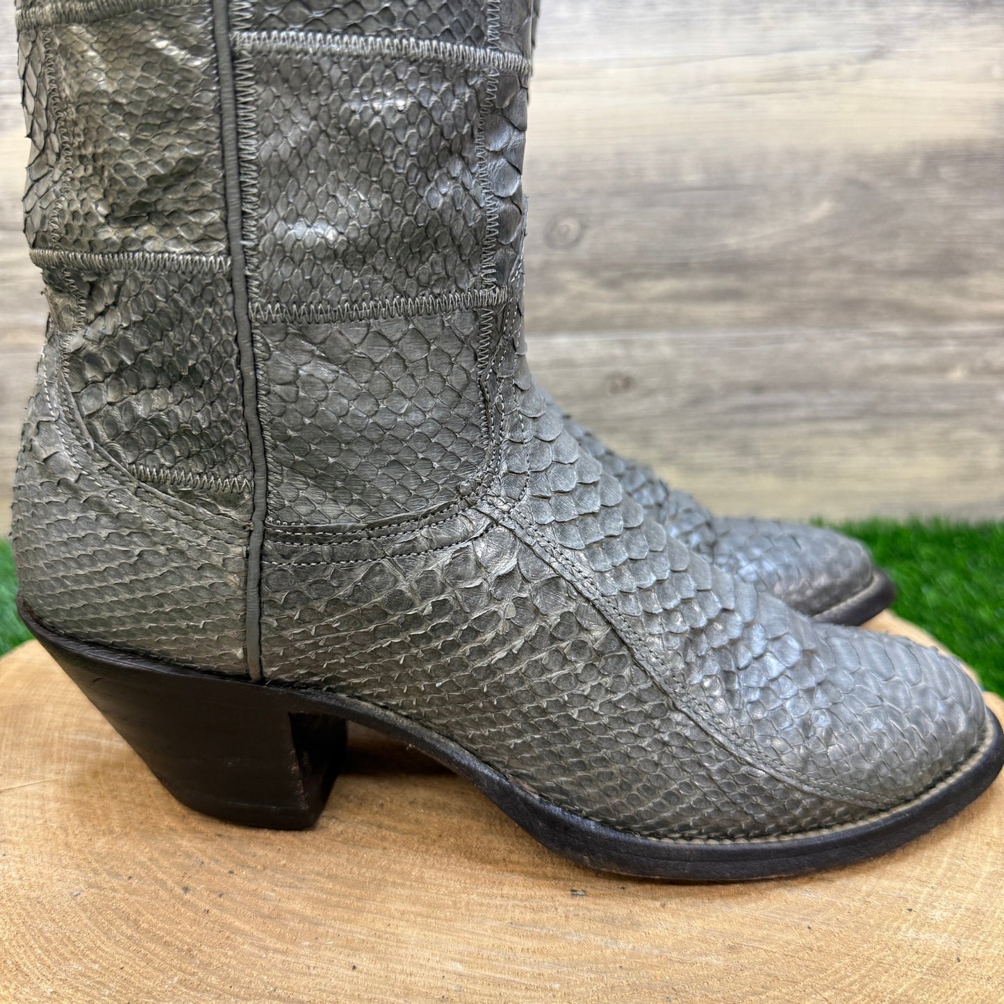Nocona Men/Women - Size 6/7 - Vintage Gray Snakeskin Cowboy Boots E7599