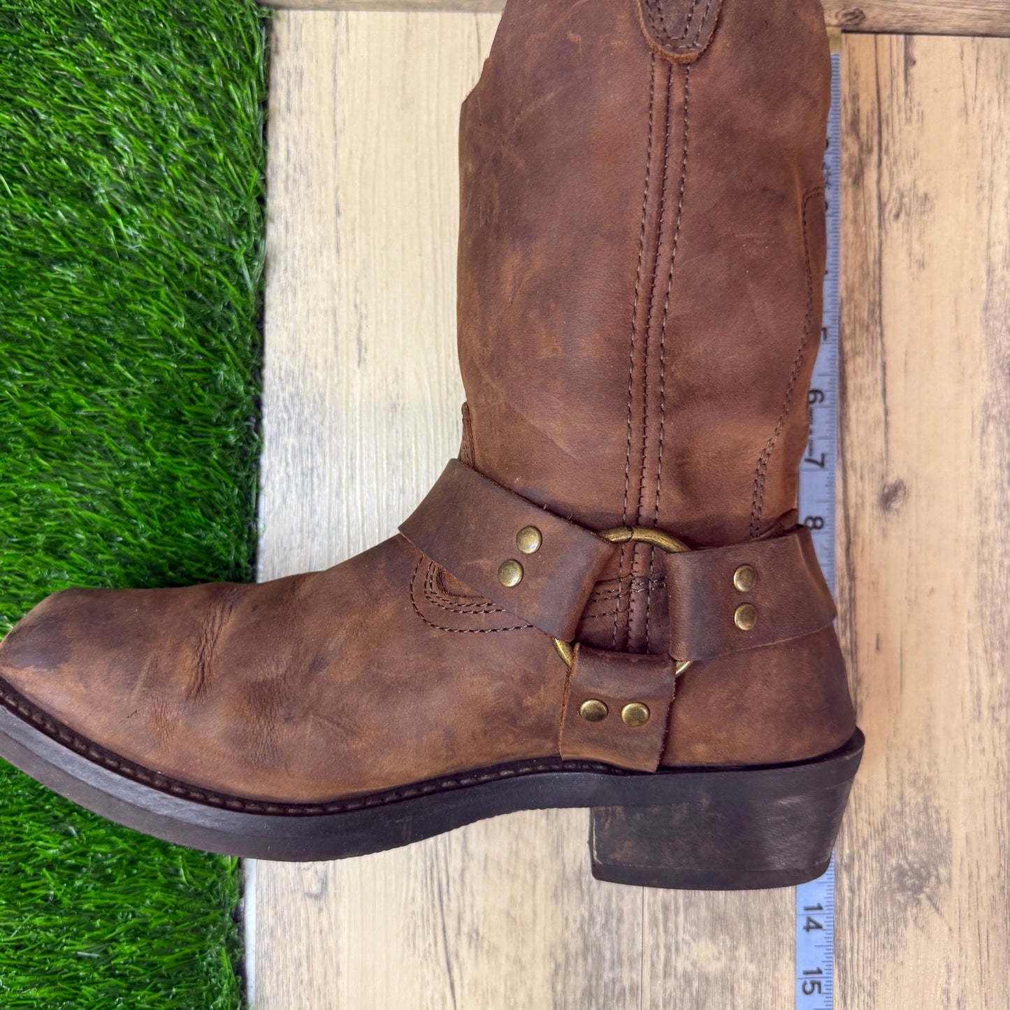 Dingo Men - Size 9EW Brown Gaucho Harness Square Toe Moto Boots DI19074