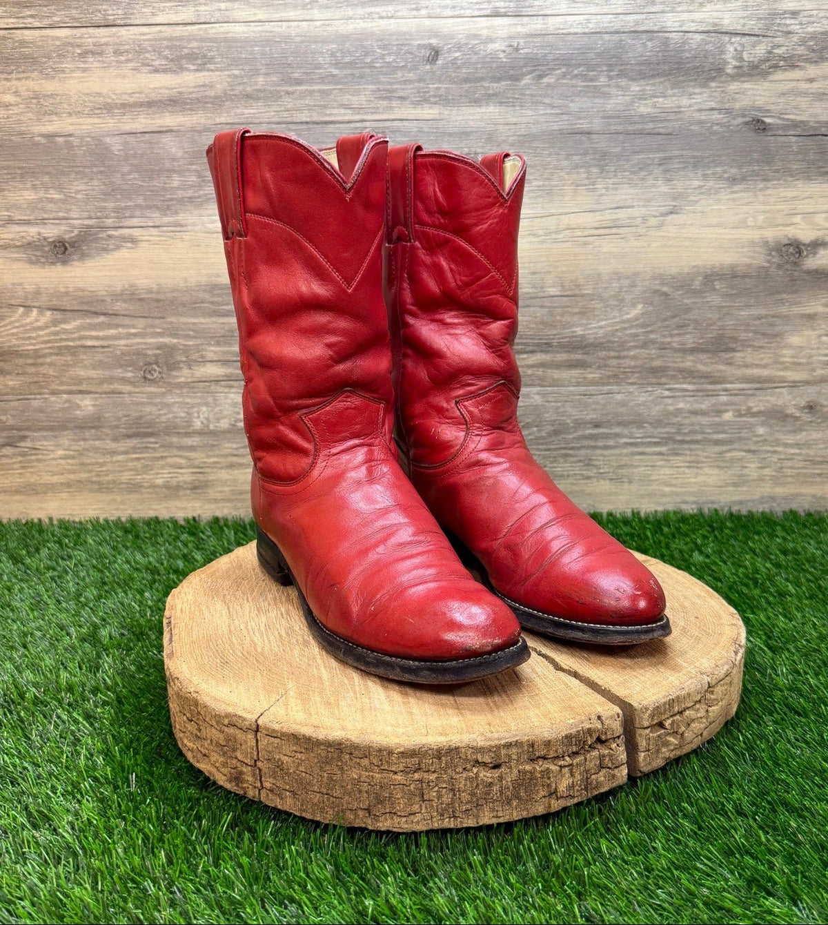 Justin Women - Size 7B - Vintage Red Roper Western Cowboy Boots Style L3055