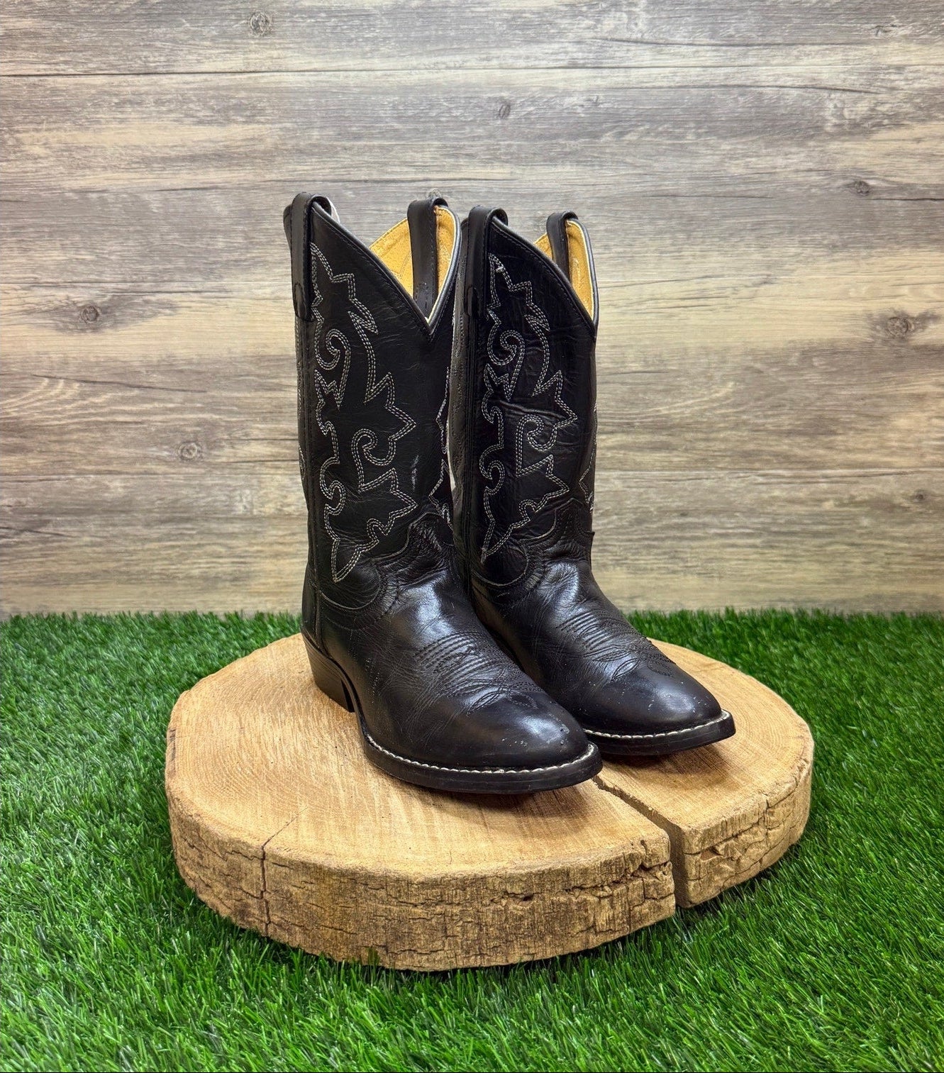 Justin Youth - Size 1.5D - Black Western Cowboy Boots Style 6001Y