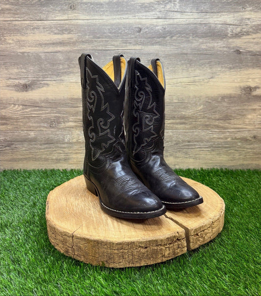 Justin Youth - Size 1.5D - Black Western Cowboy Boots Style 6001Y