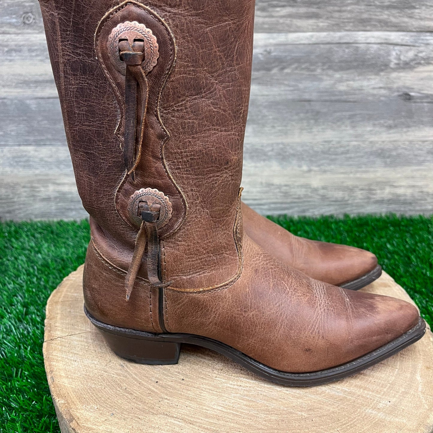 Capezio Women - Size 6.5M - Vintage Brown Fringe Conchos Cowboy Boots 89280