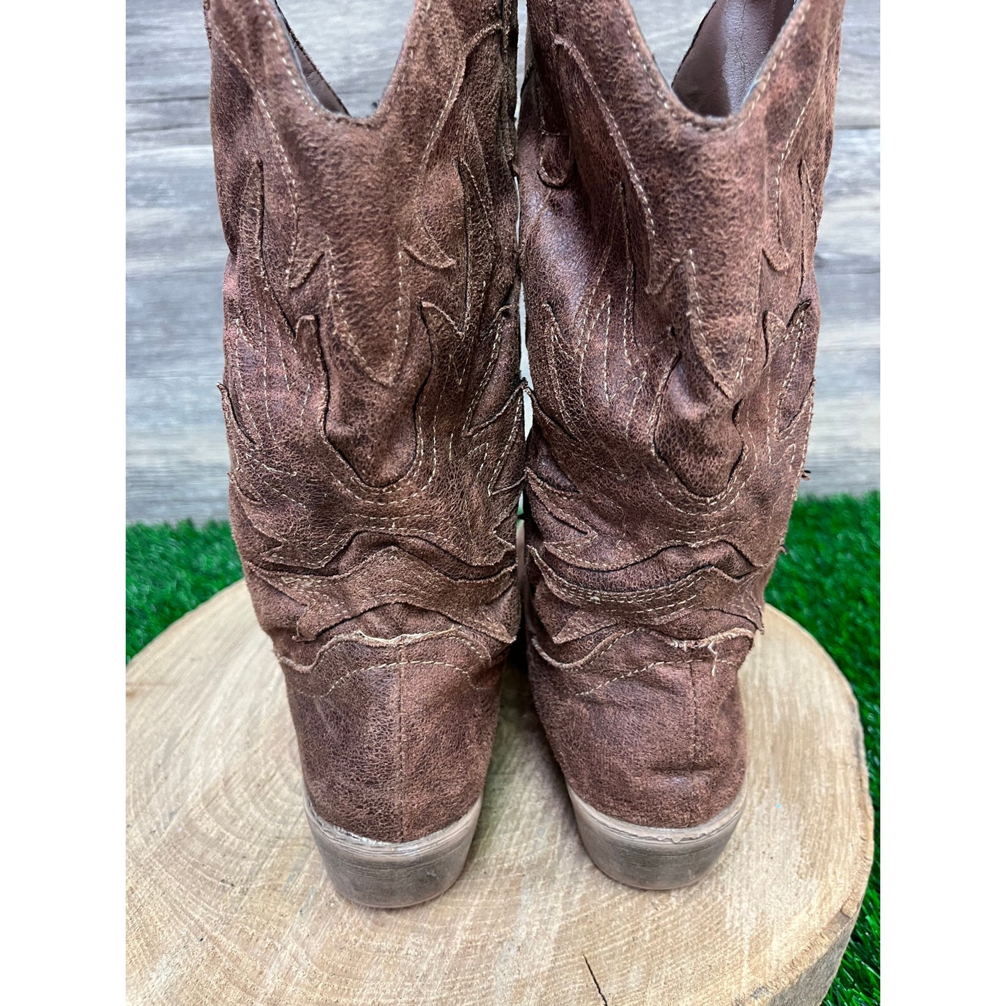 Rampage Women - Size 6M - Brown Soft Faux Leather Cowboy Boots Style 328319