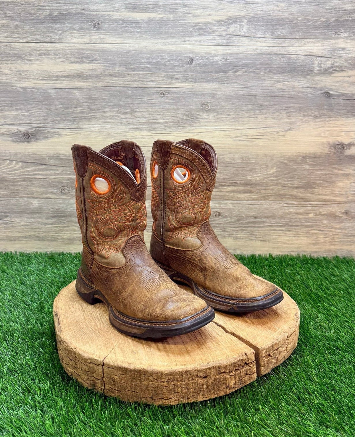 Durango Youth - Size 2M - Brown / Orange Square Toe Cowboy Boots DBT0227C