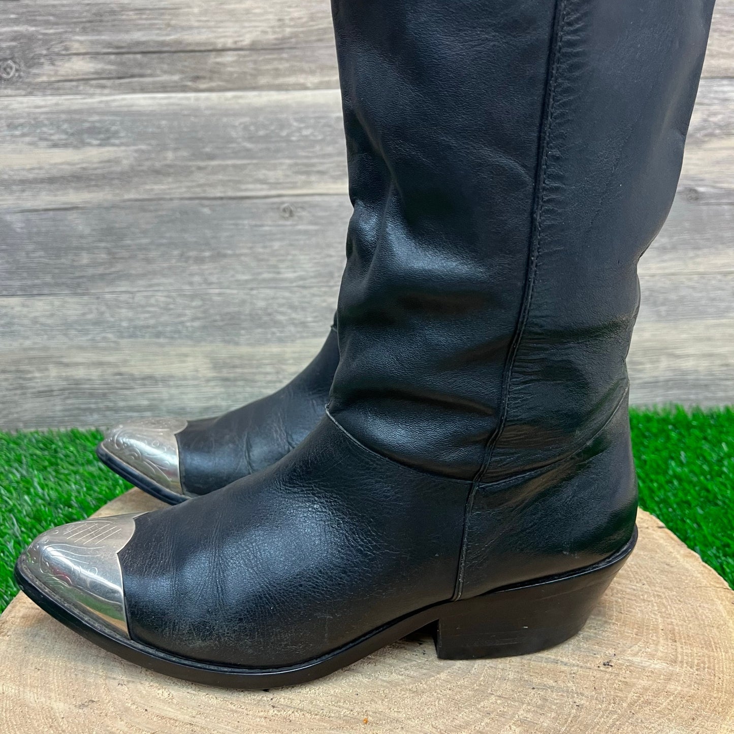 Unknown Women - Size 9B - Black Toe Plate Soft Leather Cowboy Boots Style 334