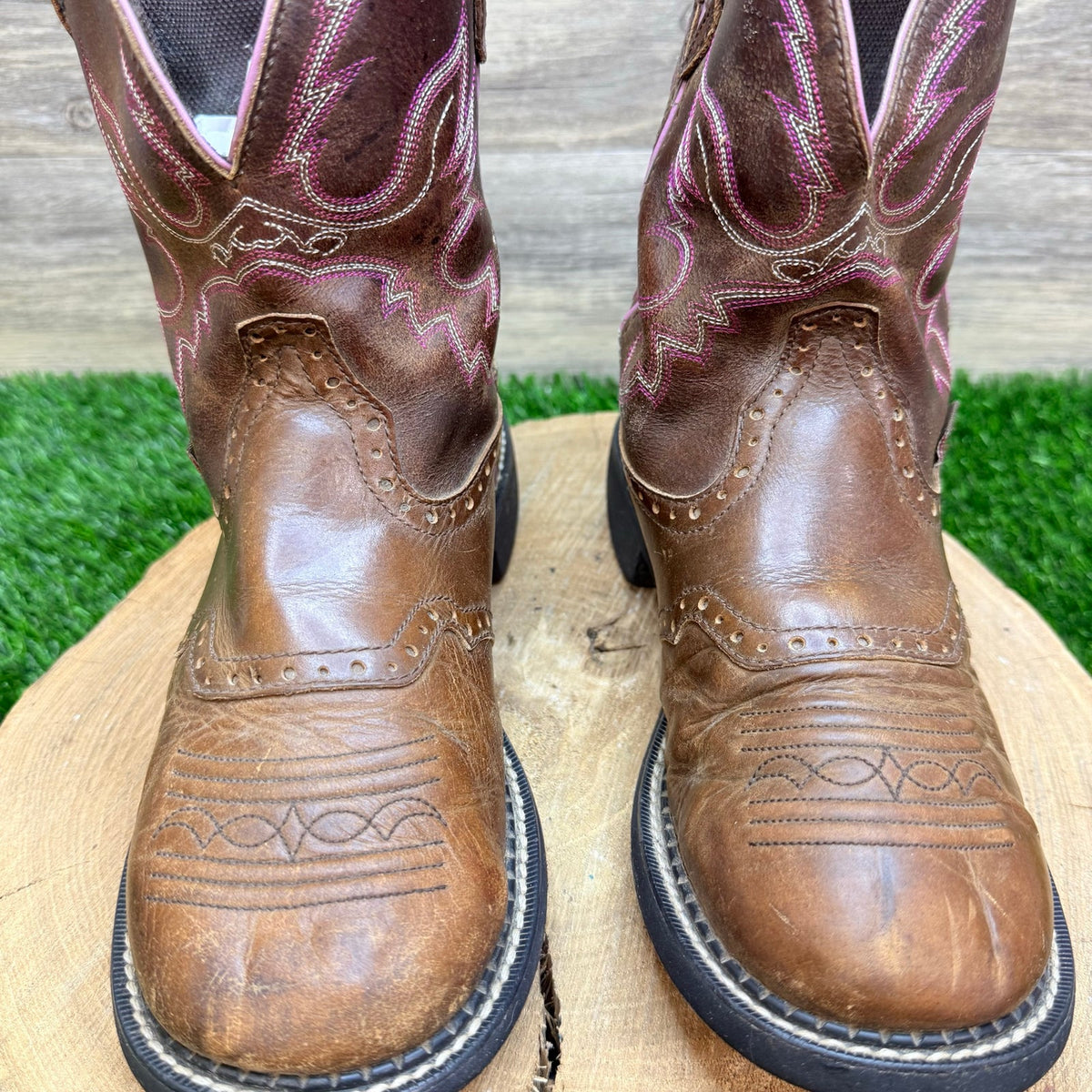 Justin Women - Size 9B - Brown / Pink Gypsy Cowboy Boots L9903
