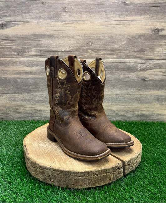 Smoky Mountain Youth - Size 1R - Brown Square Toe Cowboy Boots Style 3662C