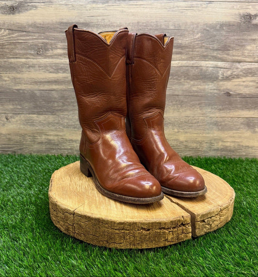 Justin Youth - Size 4 - Vintage Burnt Sienna Roper Cowboy Boots Style L3802