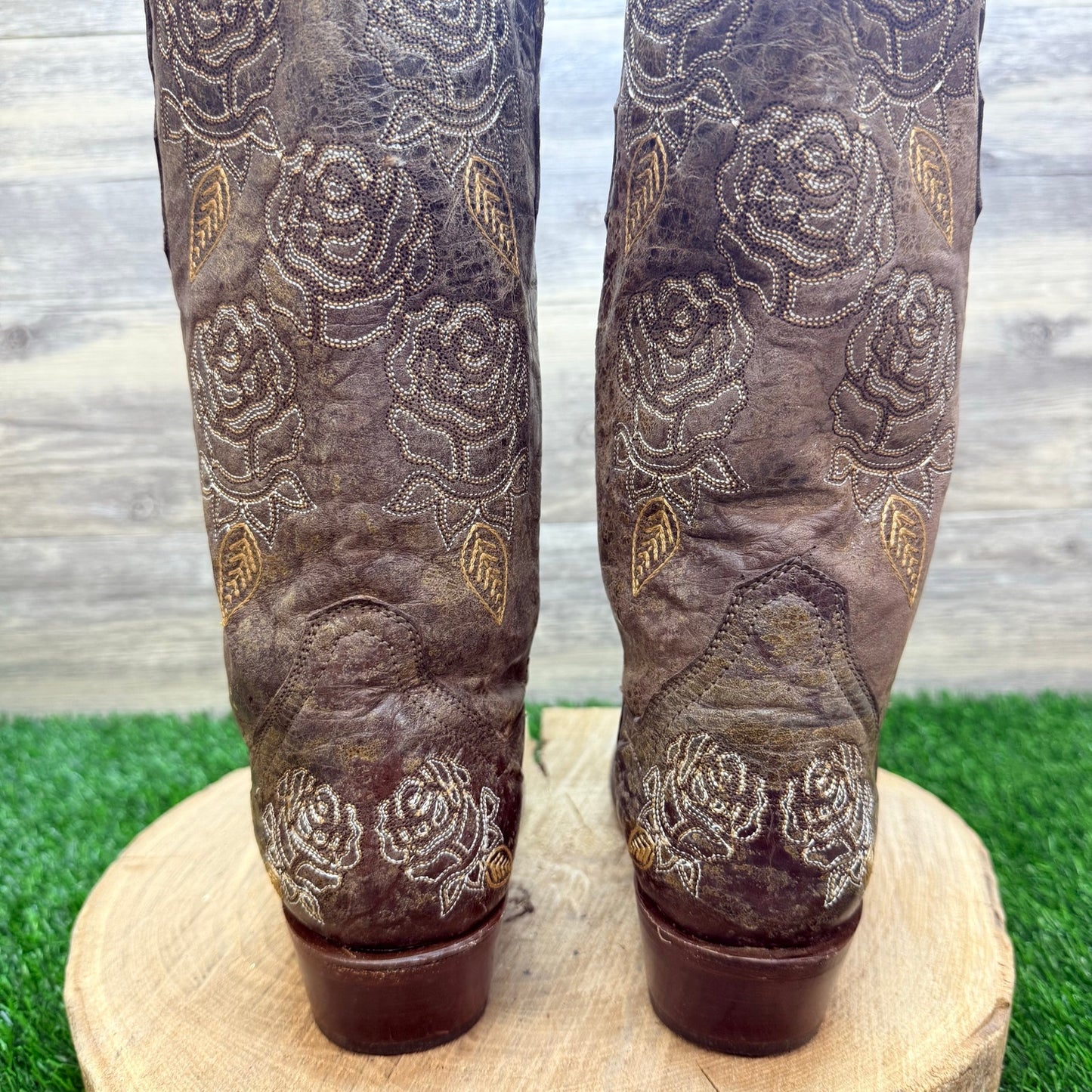 Corky’s Girl Women - Size 9 - Distressed Brown Floral Western Cowboy Boots 3660
