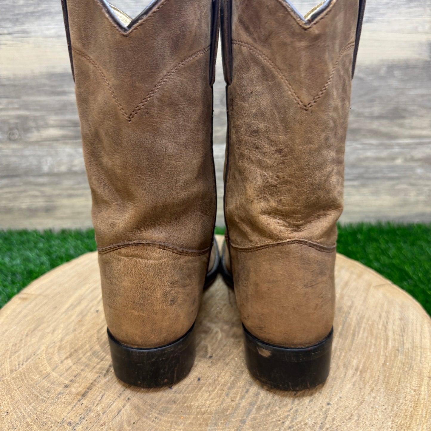 Justin Youth - Size 1D - Brown Western Cowboy Boots Style 3410Y