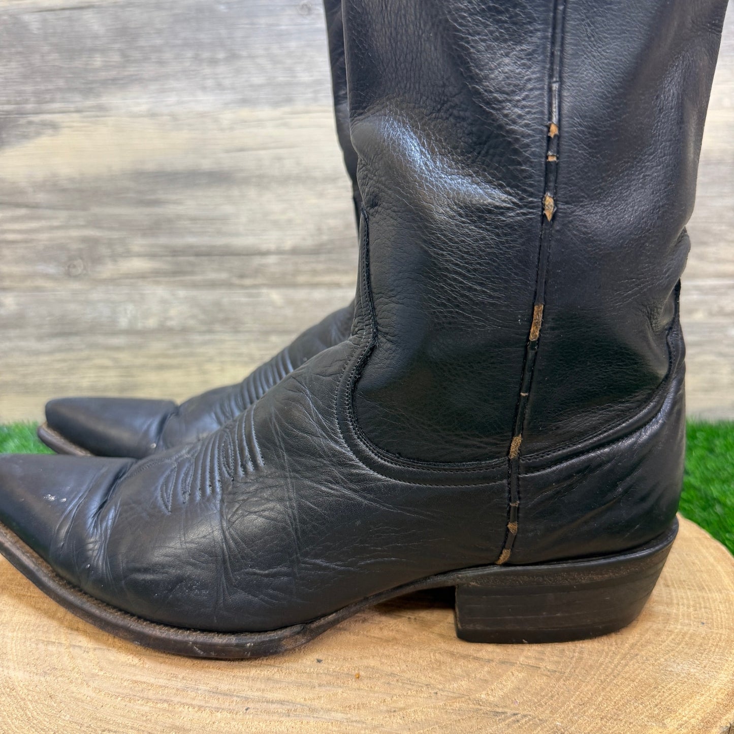 Zodiac Men - Size 9 - Vintage Black Snip Toe Western Cowboy Boots Style E221